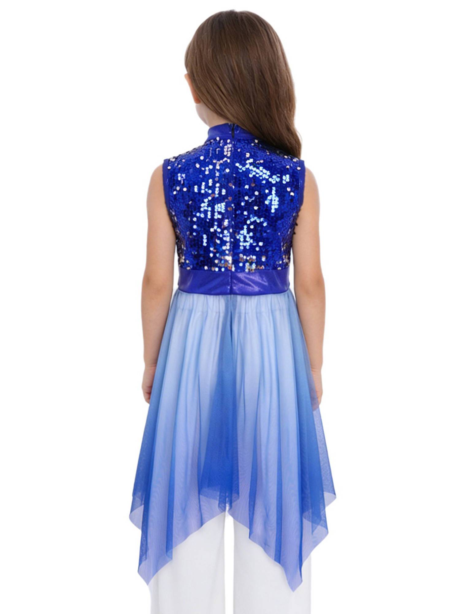 Girls Sequin Gradient Liturgical Worship Dance Dress Choir Robe Tunic