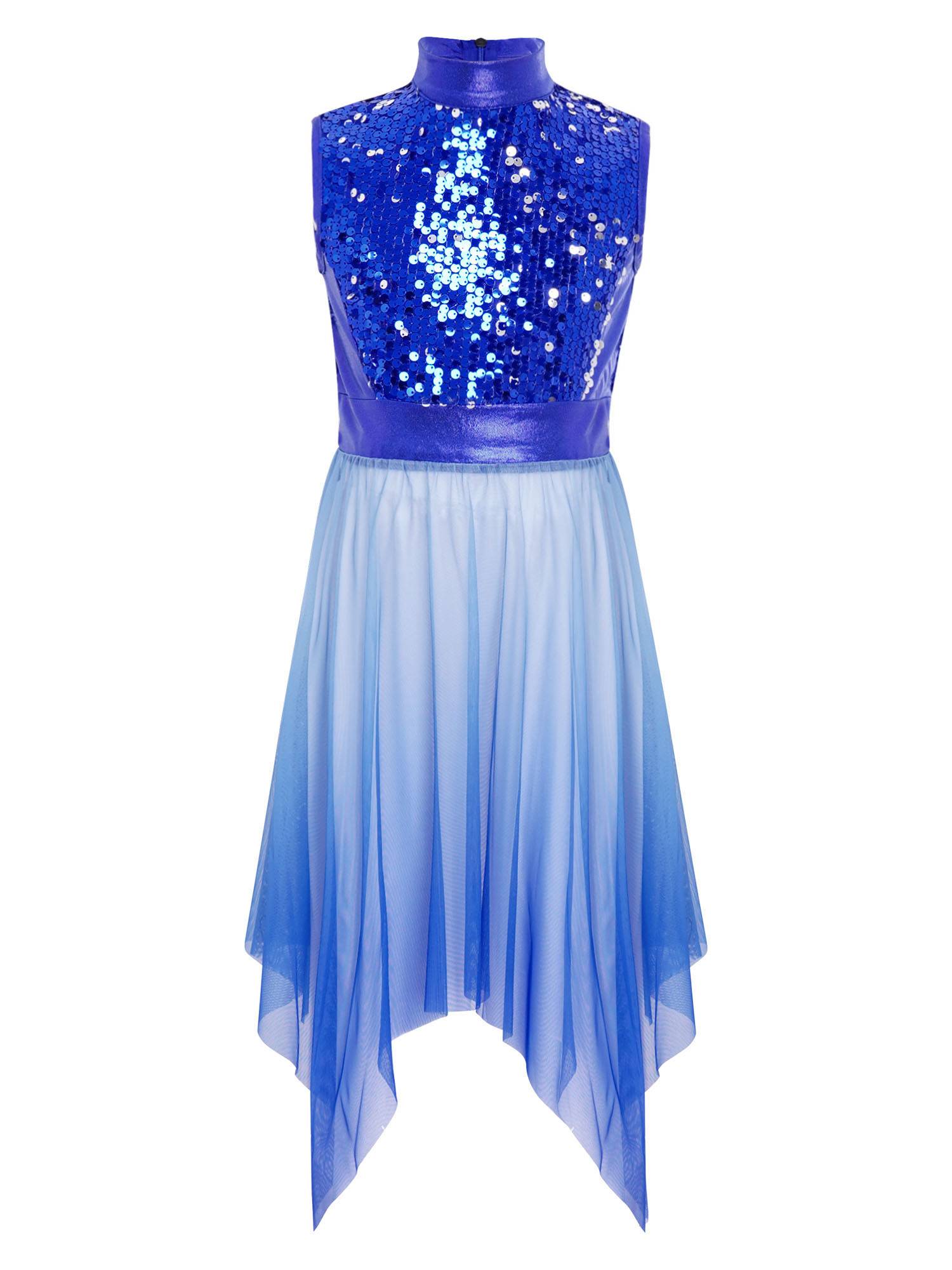 Girls Sequin Gradient Liturgical Worship Dance Dress Choir Robe Tunic