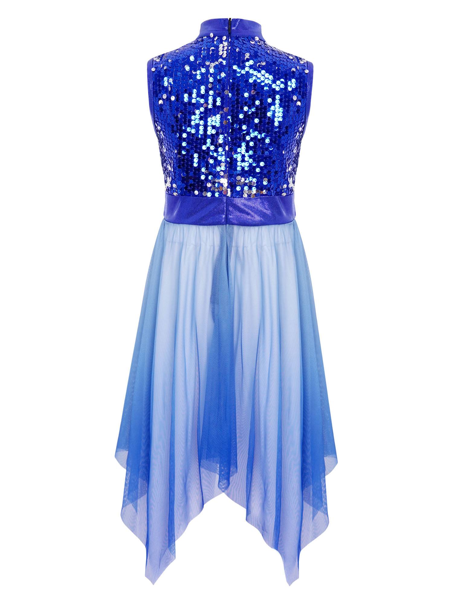 Girls Sequin Gradient Liturgical Worship Dance Dress Choir Robe Tunic