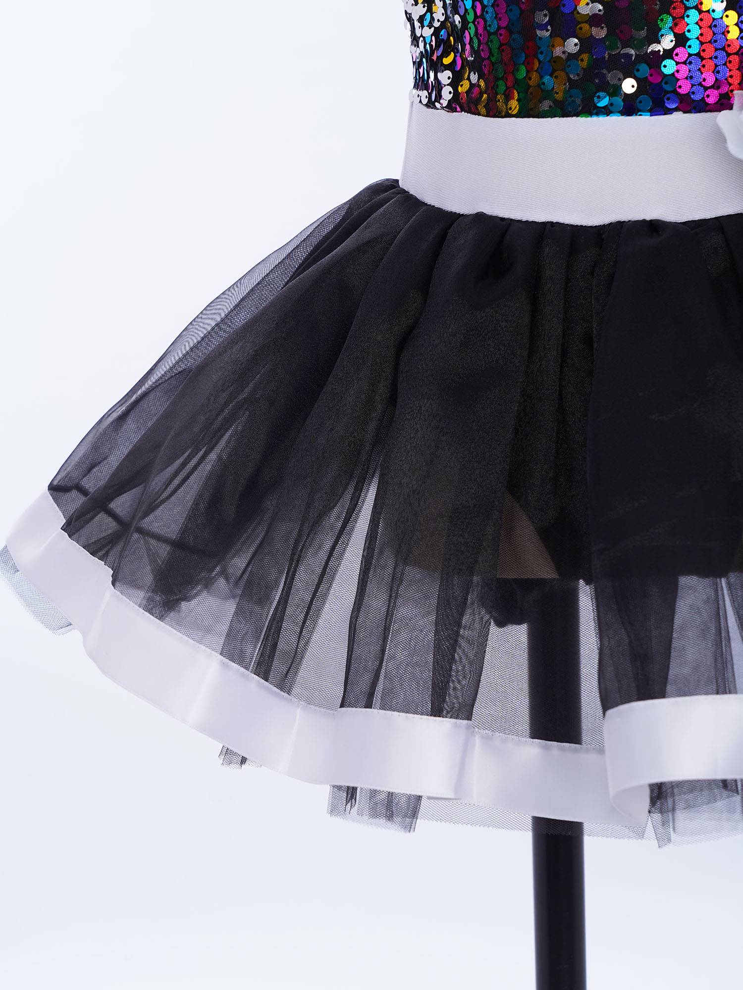 Girls Sequin Ballet Tutu Dress Sleeveless Tulle Dance Dress with Built-in Briefs