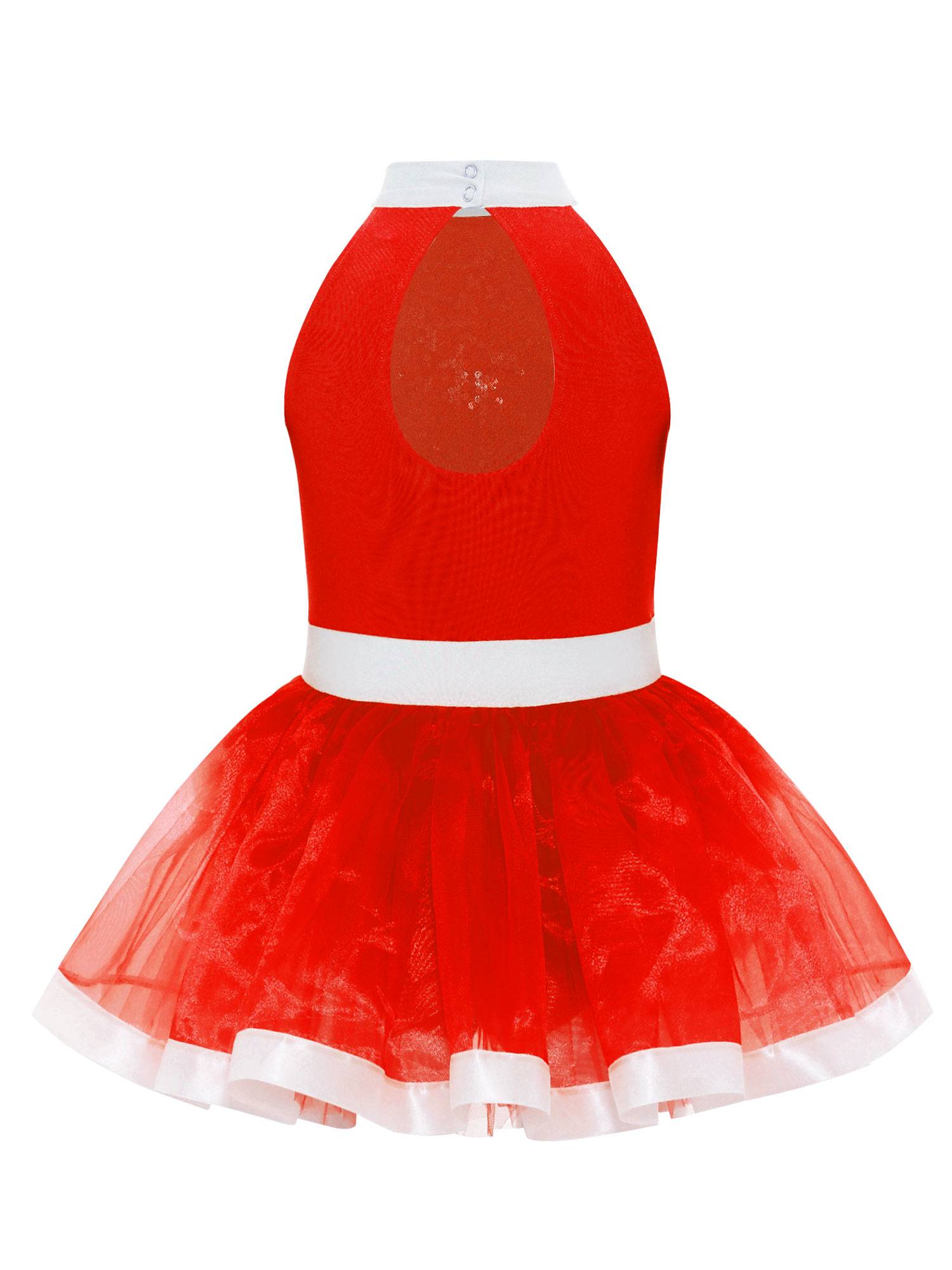 Girls Sequin Ballet Tutu Dress Sleeveless Tulle Dance Dress with Built-in Briefs