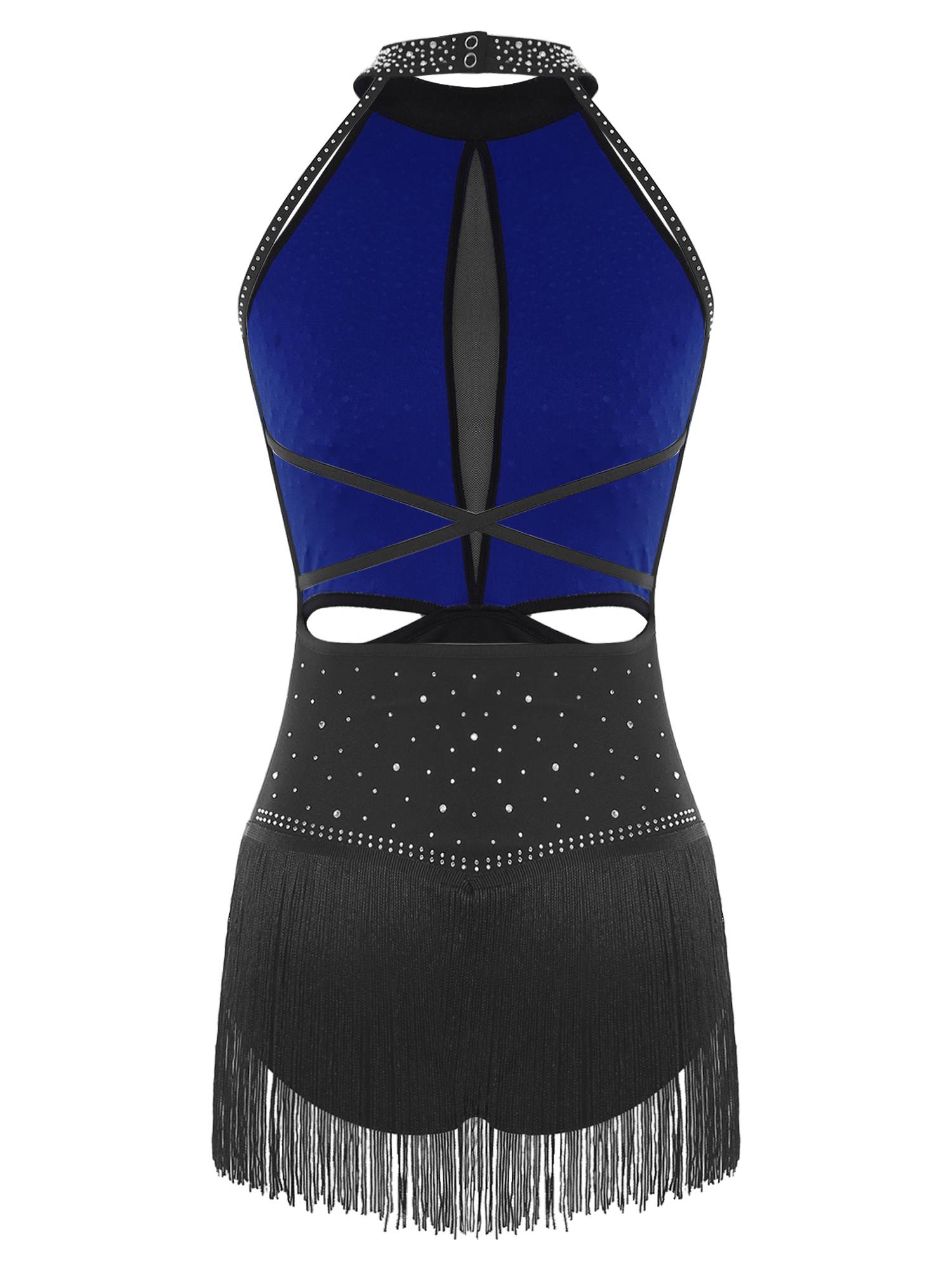 Women's Rhinestone Fringe Latin Dance Dress for Cha-Cha, Rumba & Gymnastics