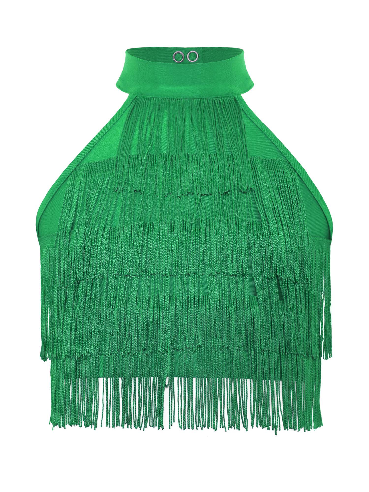 Girls Sleeveless Tiered Tassels Latin Salsa Dance Crop Top