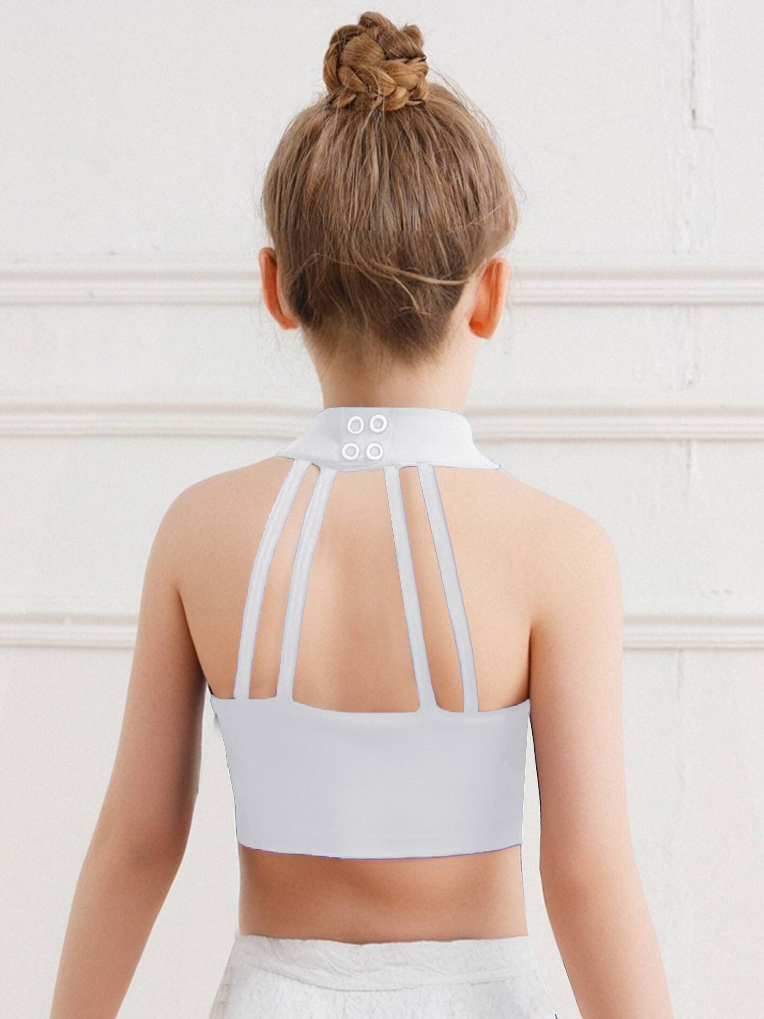 Girls Sleeveless Tiered Tassels Latin Salsa Dance Crop Top