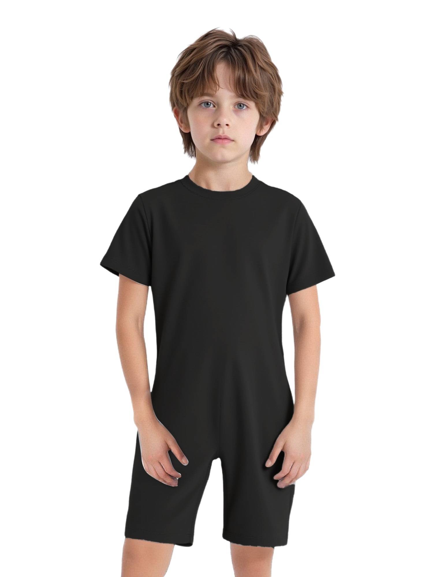 Kids Autism Sensory Jumpsuit Short Sleeve Back Zipper Adaptive Romper