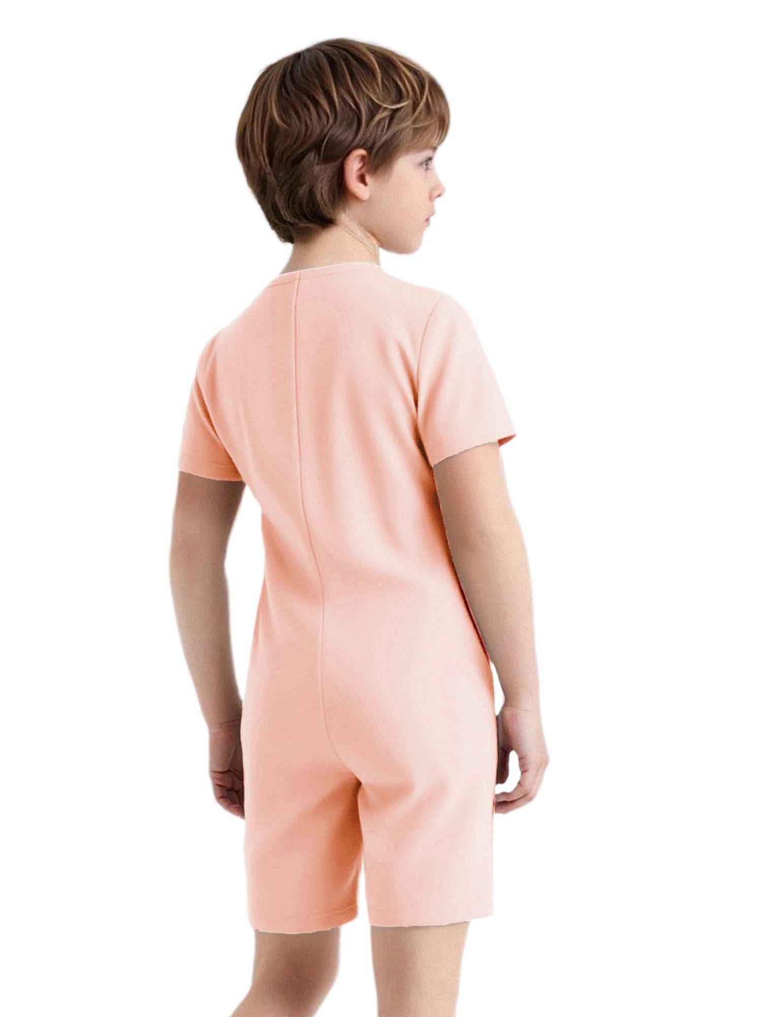 Kids Autism Sensory Jumpsuit Short Sleeve Back Zipper Adaptive Romper
