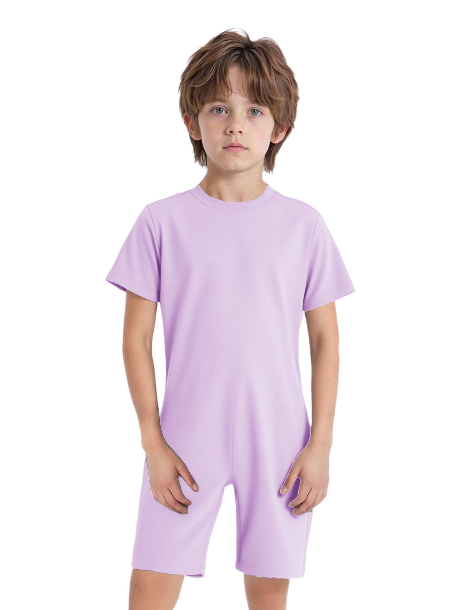 Kids Autism Sensory Jumpsuit Short Sleeve Back Zipper Adaptive Romper