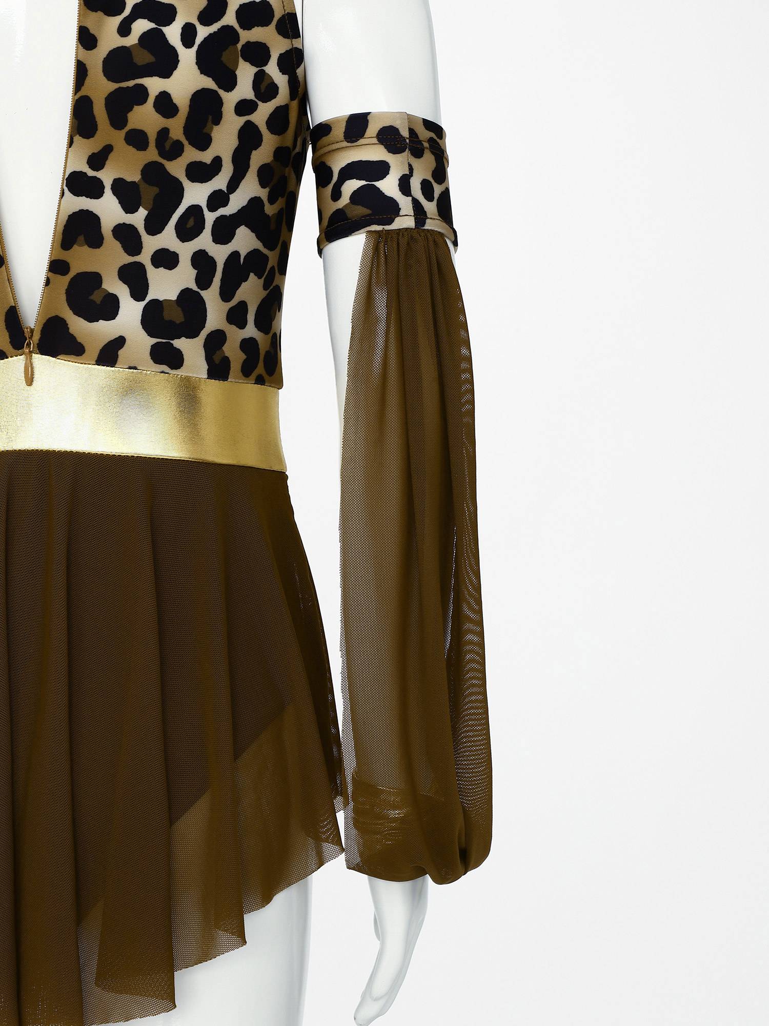 Kids Prehistoric Cave Costume Set Leopard Print Dress with Oversleeves
