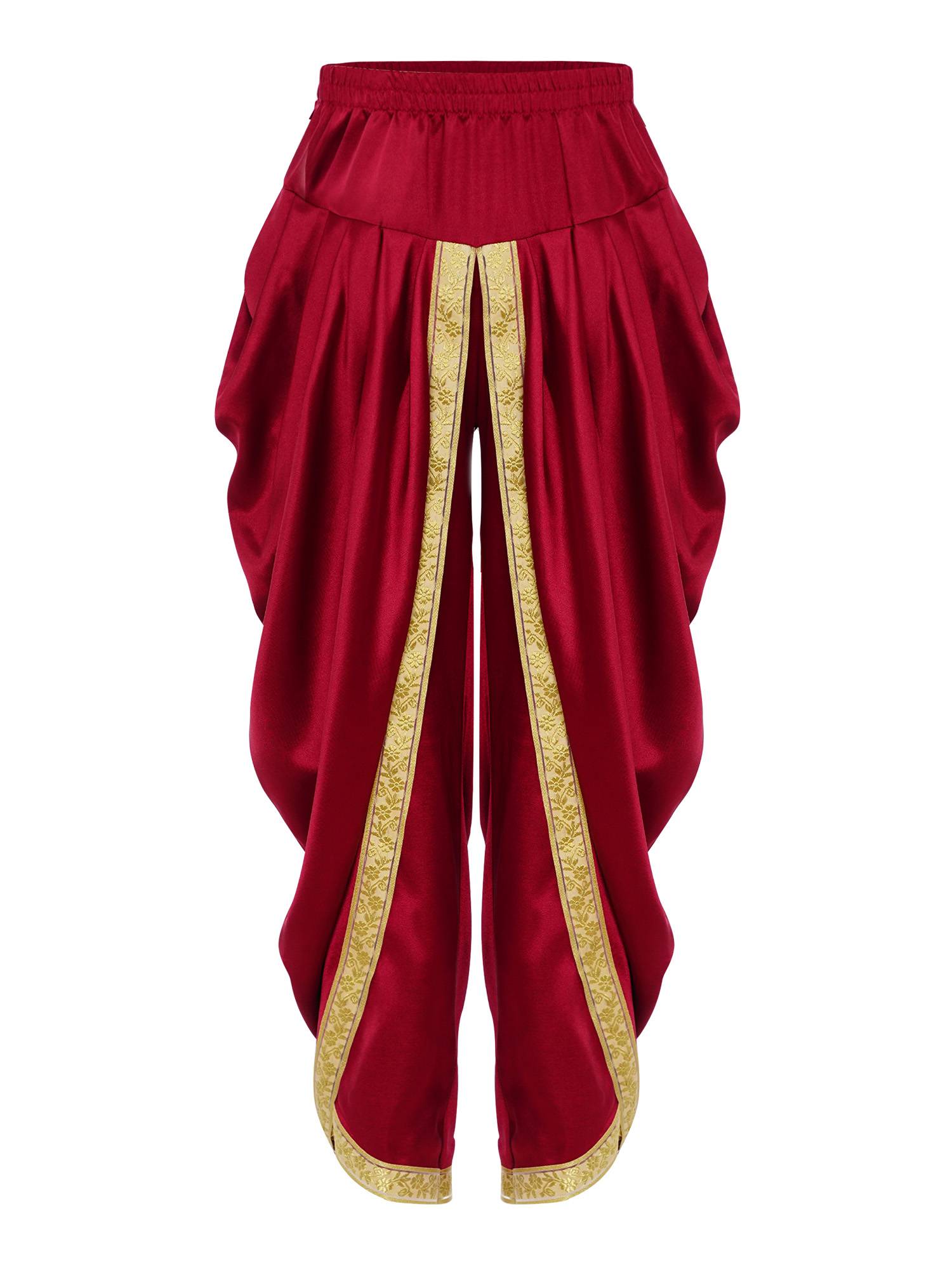 Boys Satin Dhoti Harem Pants Draped Baggy Costume for Halloween, Fancy Dress