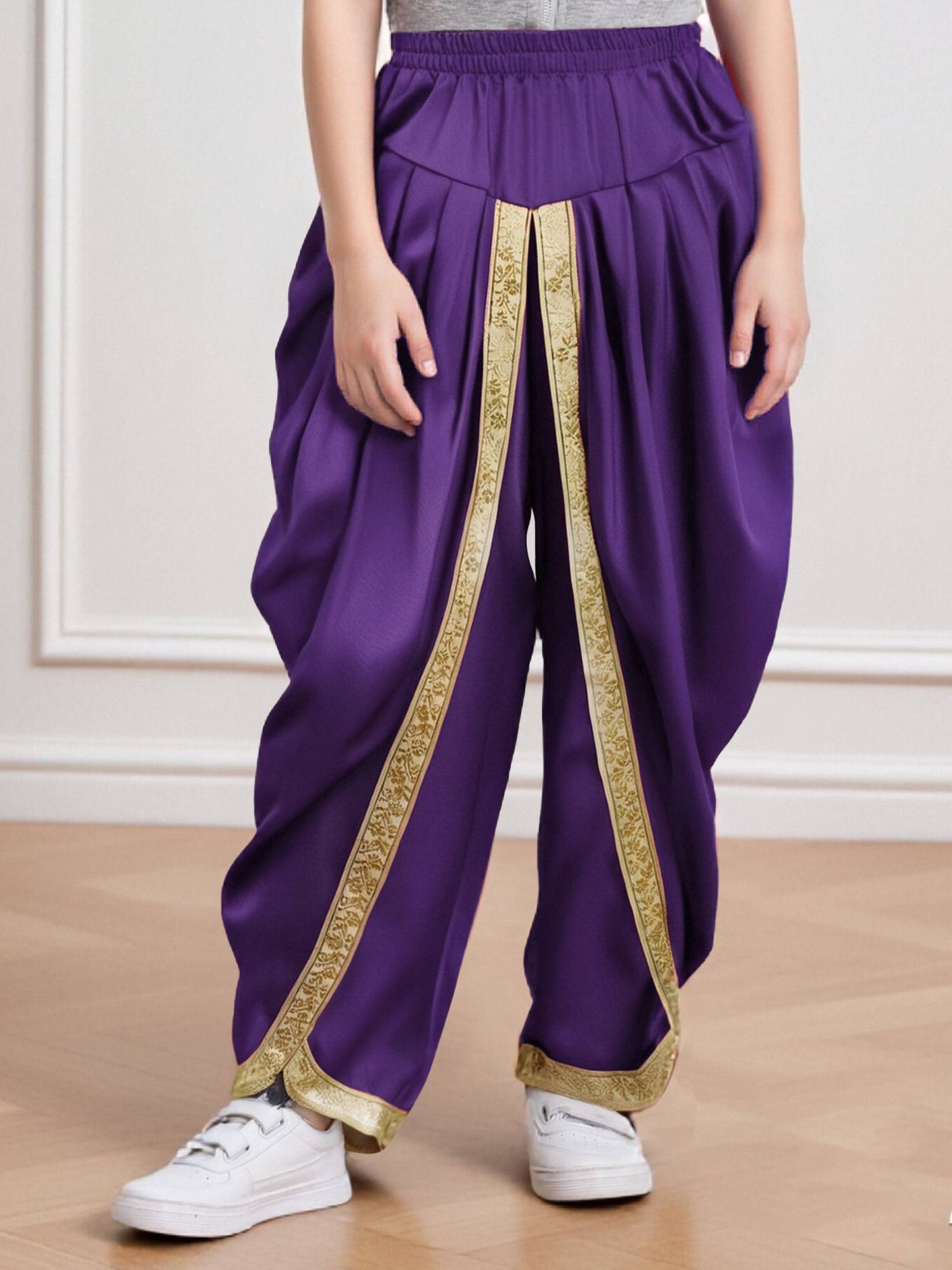 Boys Satin Dhoti Harem Pants Draped Baggy Costume for Halloween, Fancy Dress