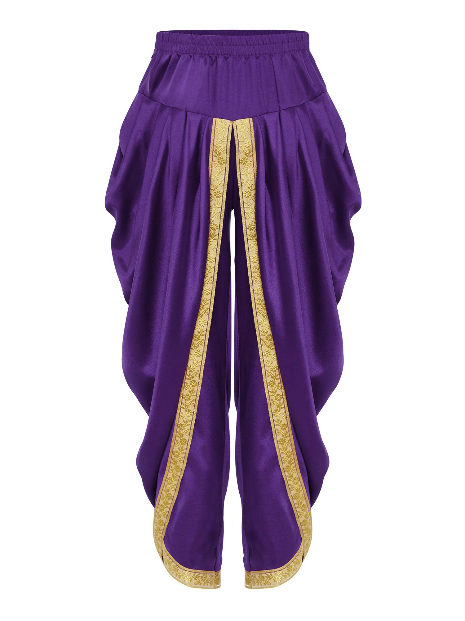 Boys Satin Dhoti Harem Pants Draped Baggy Costume for Halloween, Fancy Dress