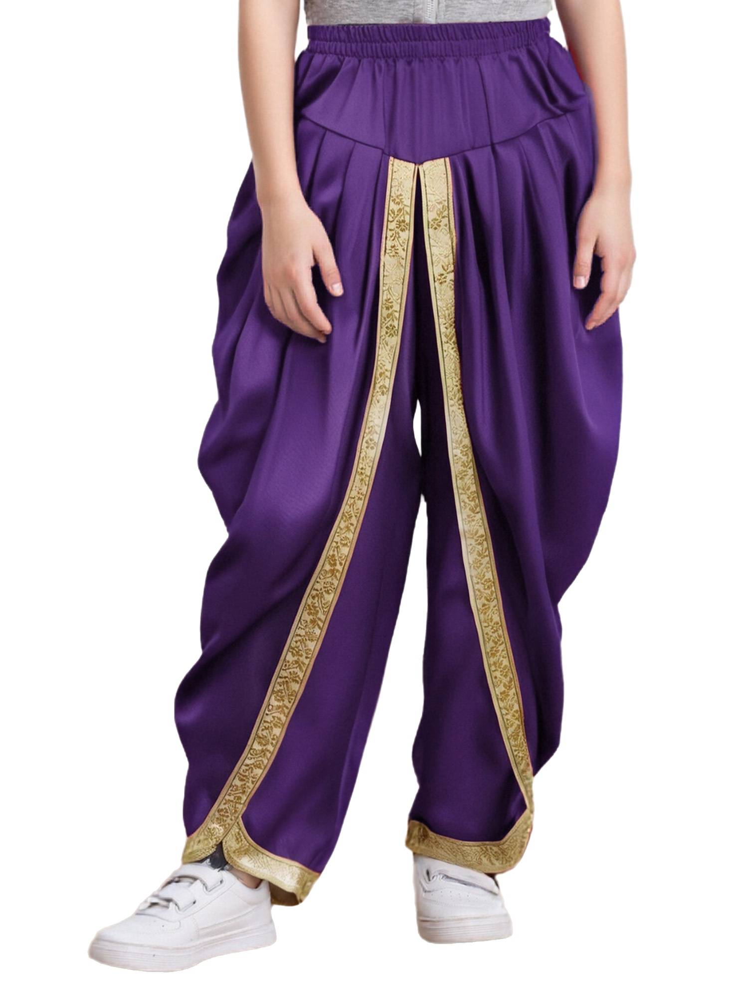 Boys Satin Dhoti Harem Pants Draped Baggy Costume for Halloween, Fancy Dress