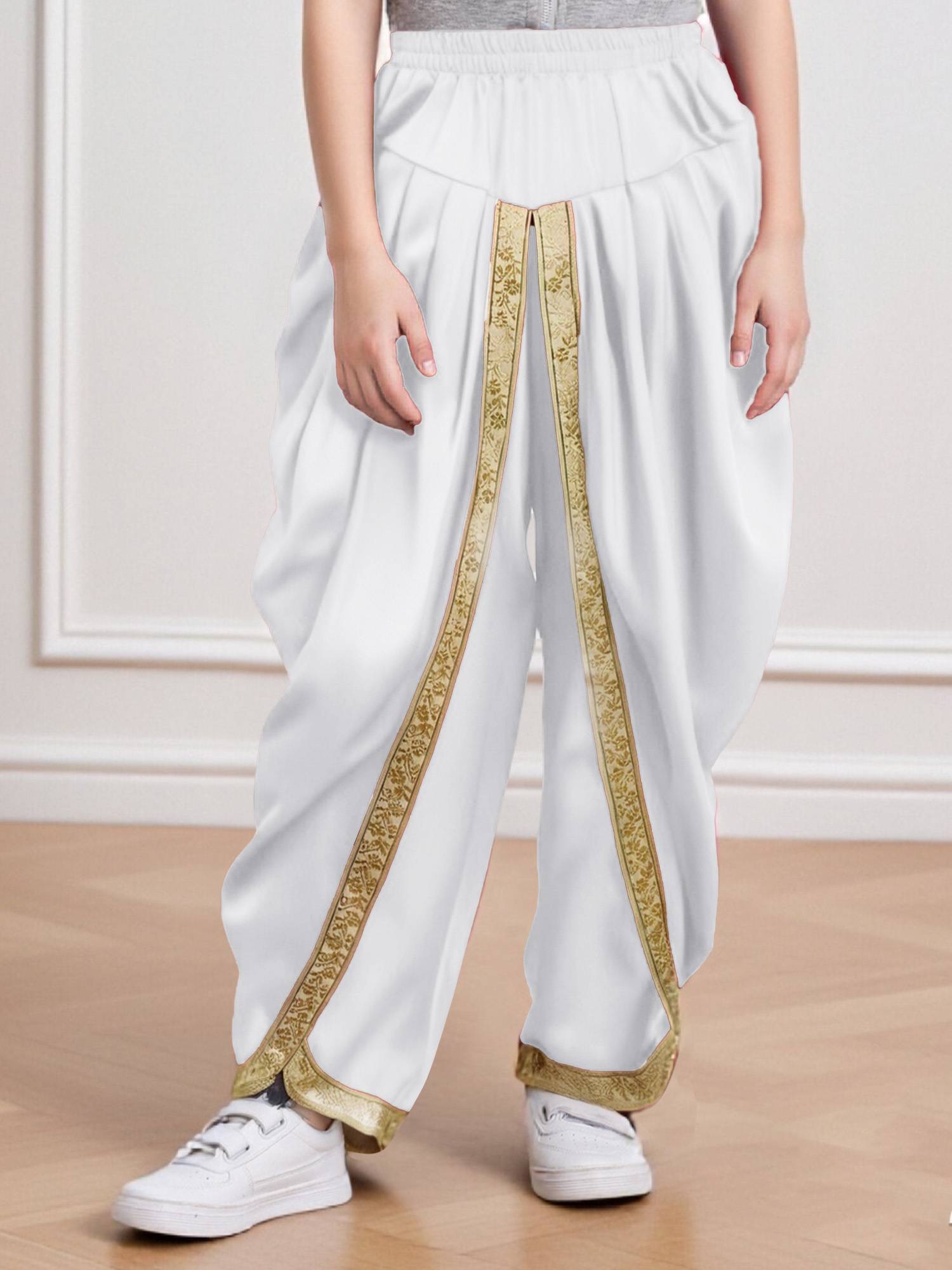 Boys Satin Dhoti Harem Pants Draped Baggy Costume for Halloween, Fancy Dress