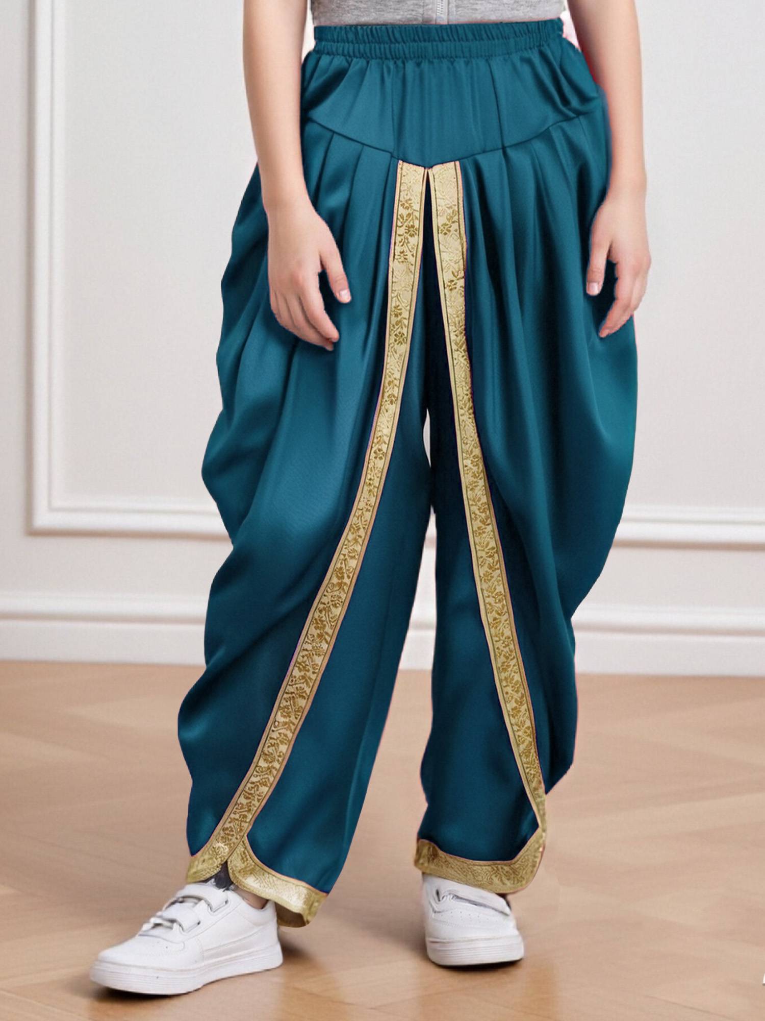 Boys Satin Dhoti Harem Pants Draped Baggy Costume for Halloween, Fancy Dress