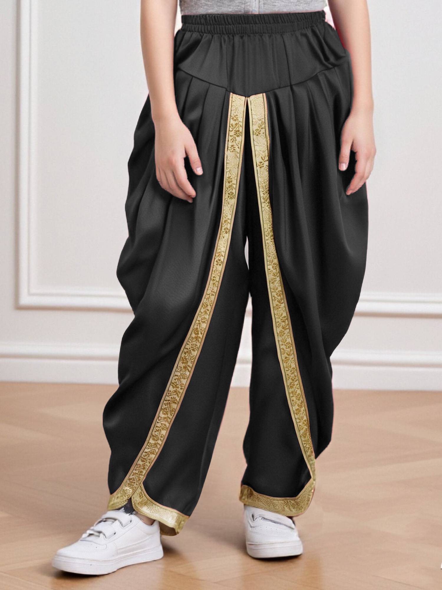 Boys Satin Dhoti Harem Pants Draped Baggy Costume for Halloween, Fancy Dress