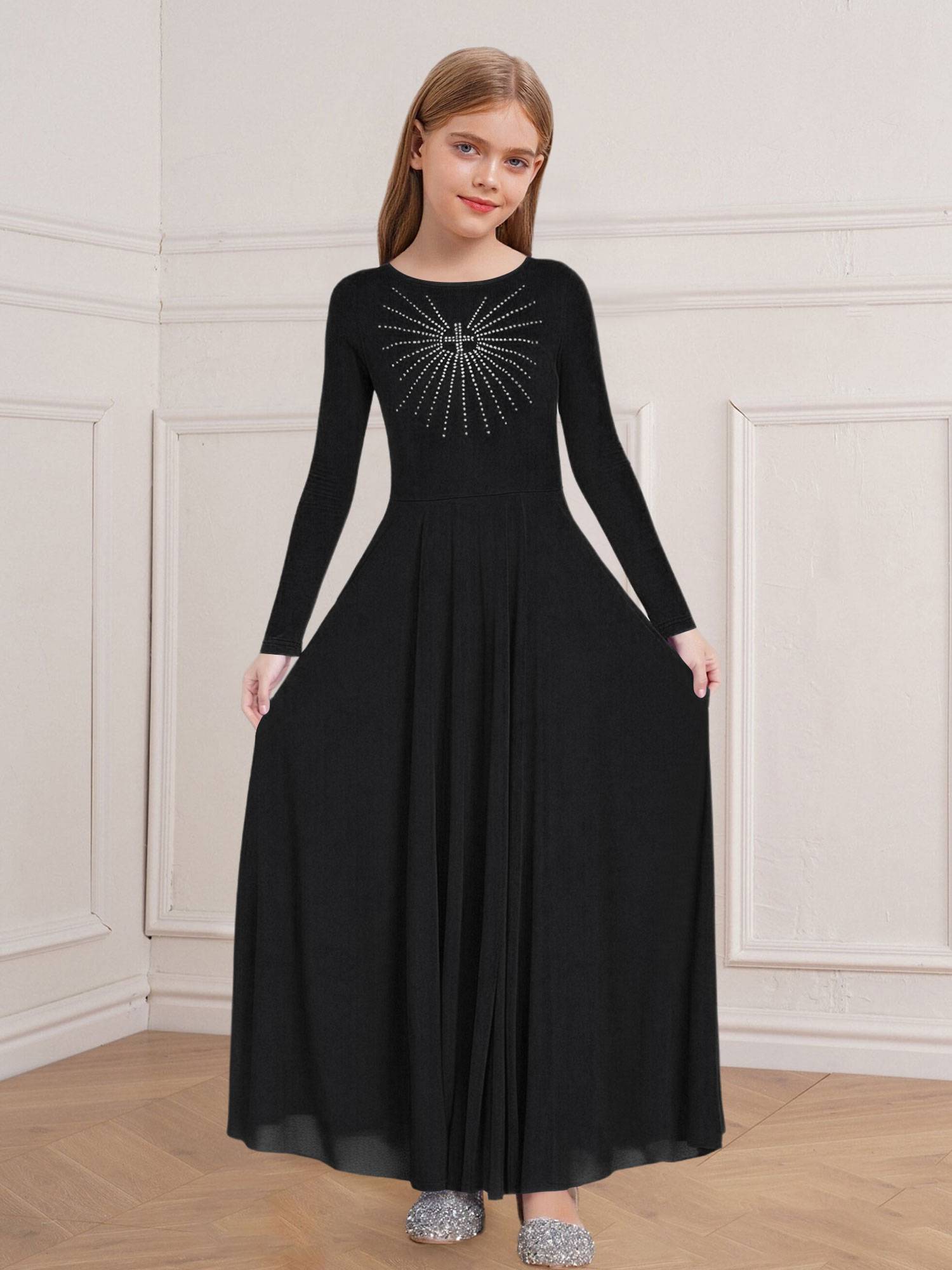 Girls Liturgical Dance Maxi Dress for for Church Choir & Lyrical Praise Dance