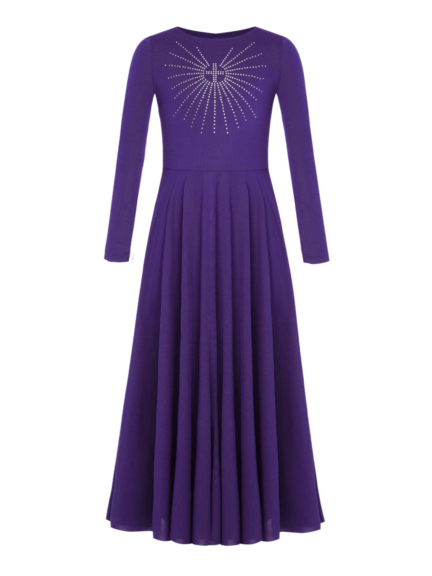 Girls Liturgical Dance Maxi Dress for for Church Choir & Lyrical Praise Dance