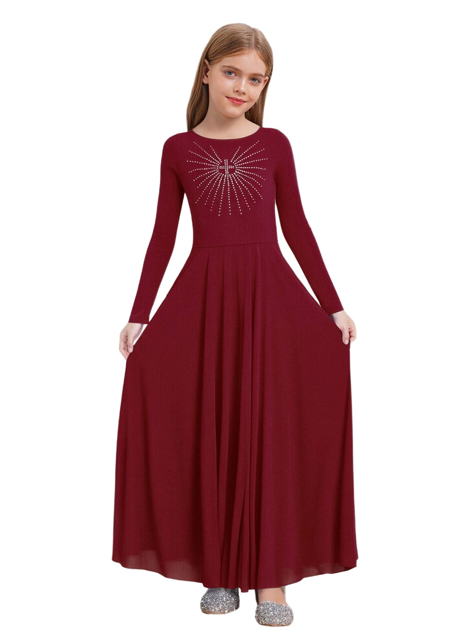 Girls Liturgical Dance Maxi Dress for for Church Choir & Lyrical Praise Dance