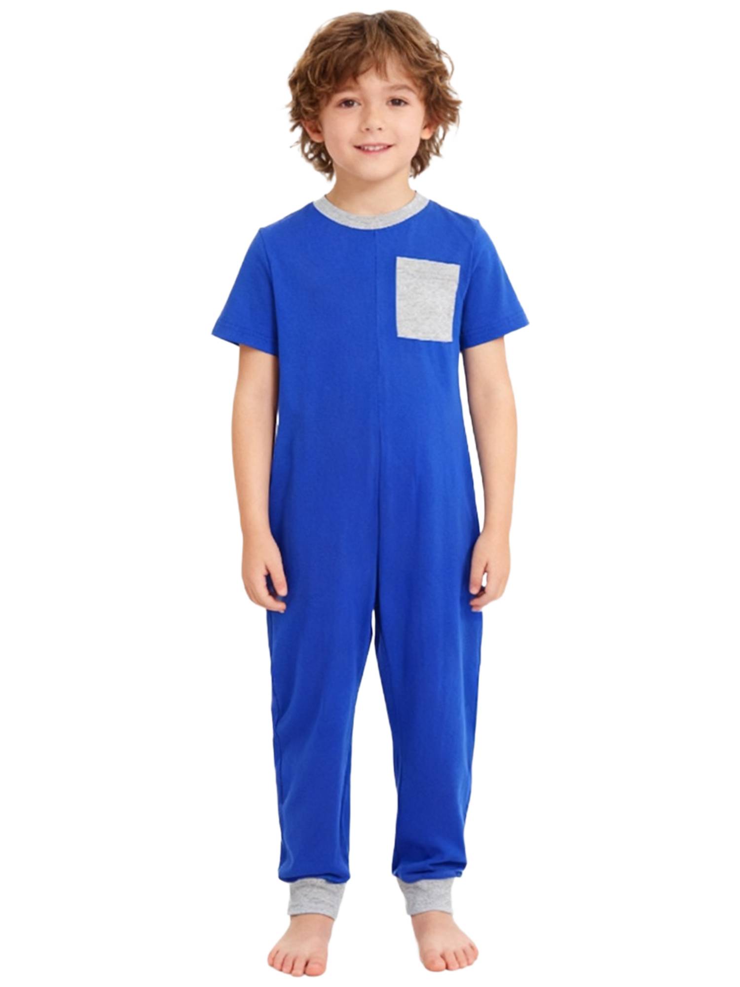Boys Girls Short Sleeve Adaptive Jumpsuit Back Zipper Autism Sensory Clothes