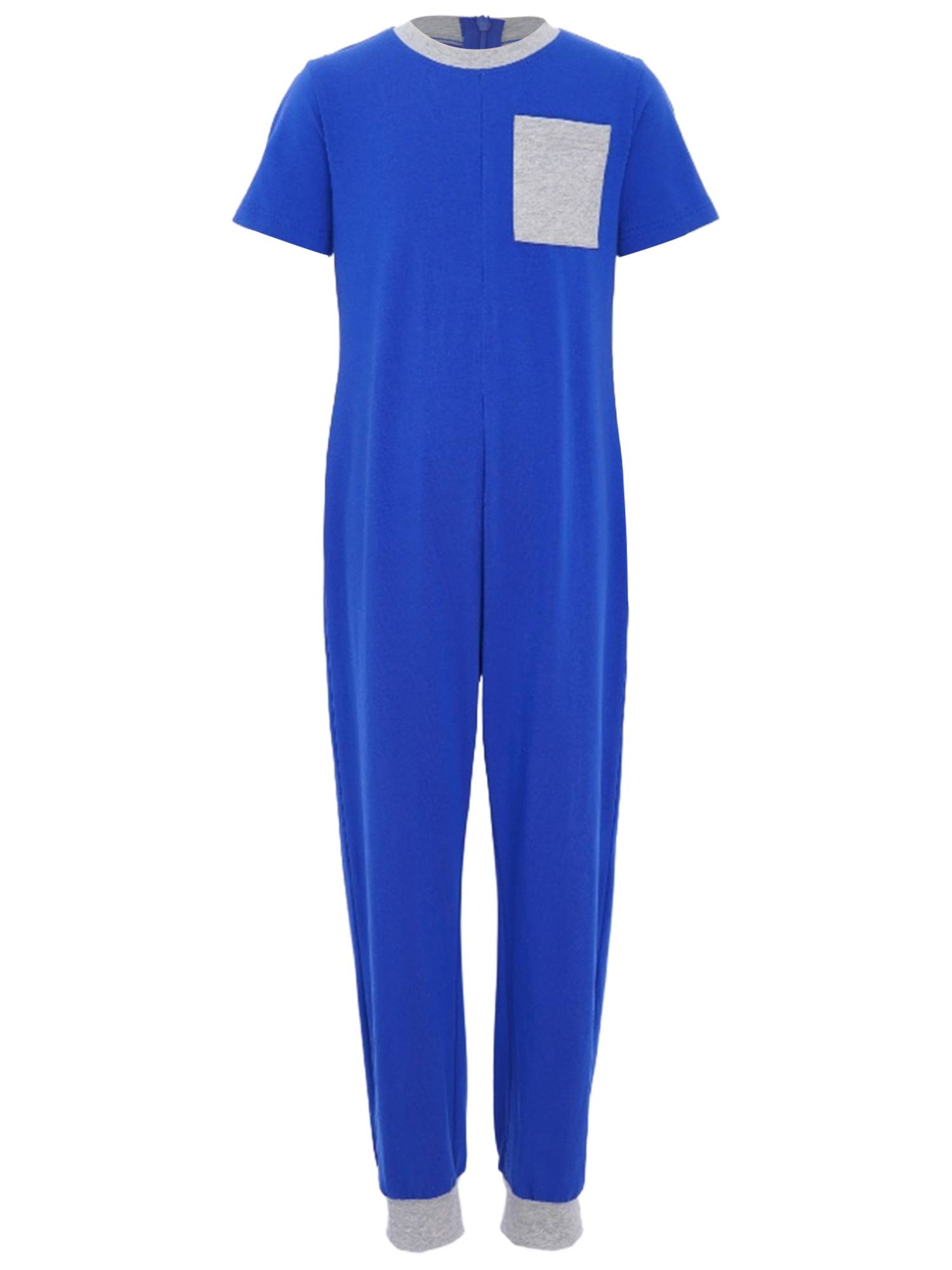 Boys Girls Short Sleeve Adaptive Jumpsuit Back Zipper Autism Sensory Clothes