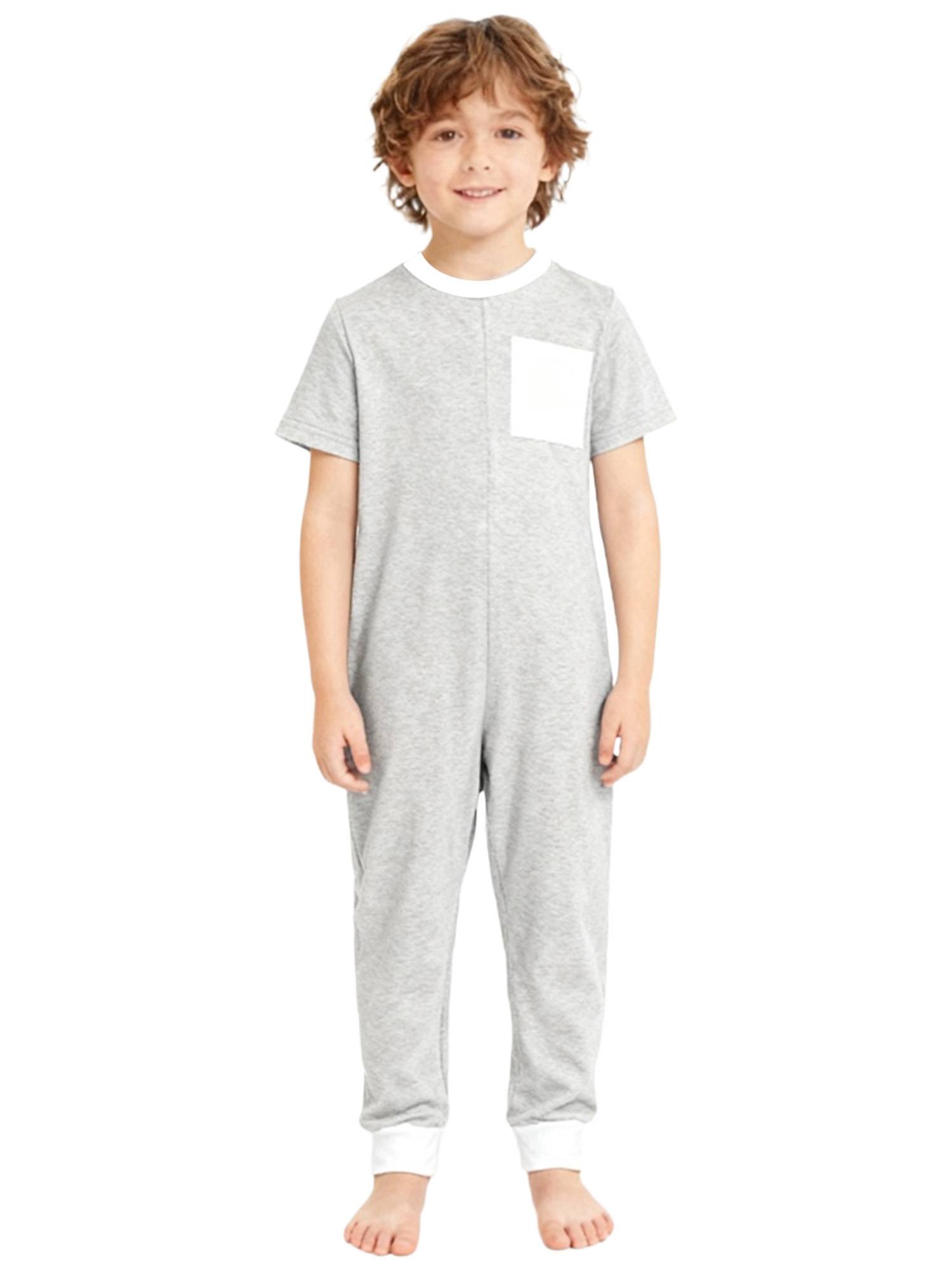 Boys Girls Short Sleeve Adaptive Jumpsuit Back Zipper Autism Sensory Clothes