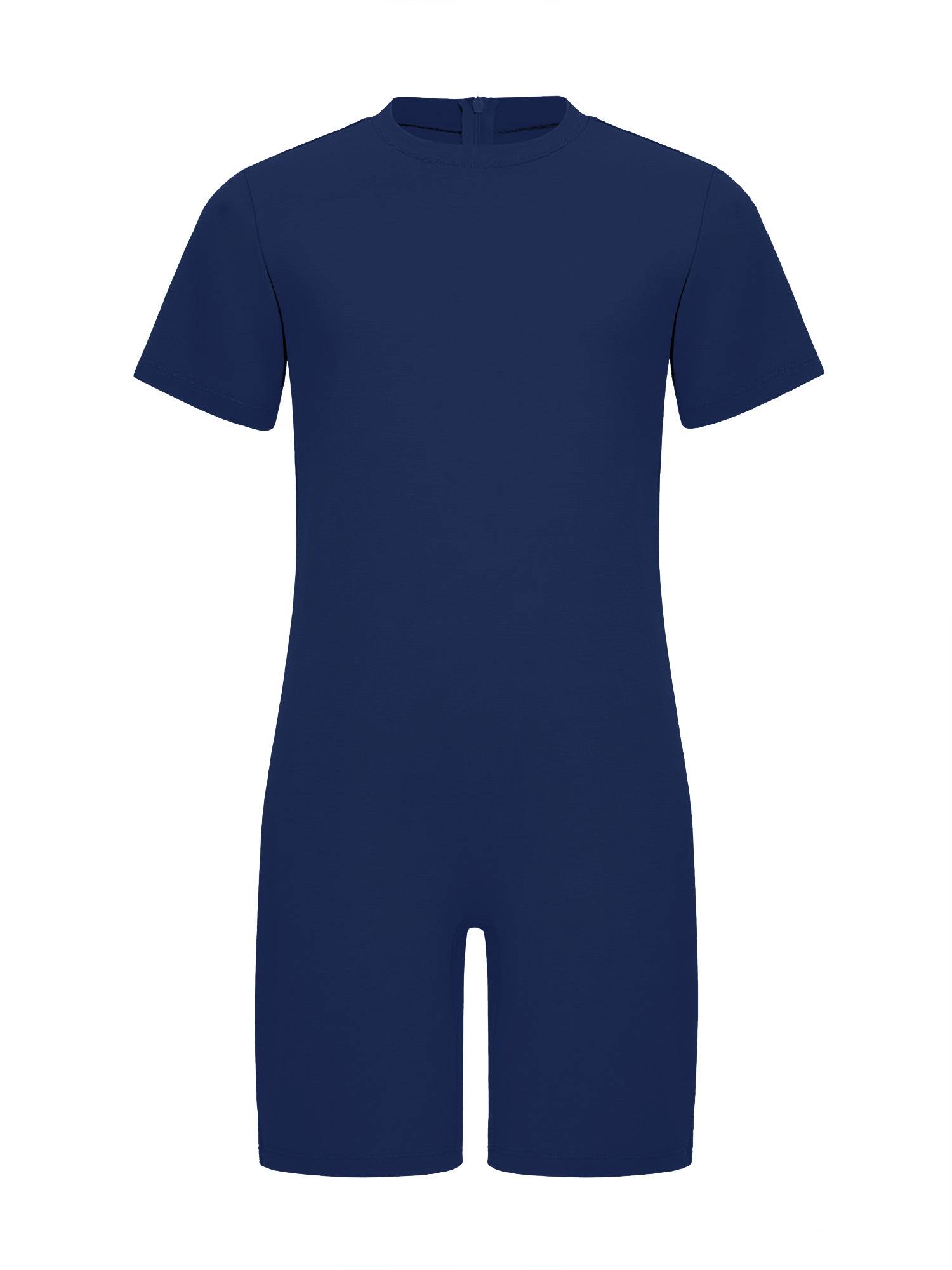 Kids Autism Sensory Jumpsuit Short Sleeve Back Zipper Adaptive Romper