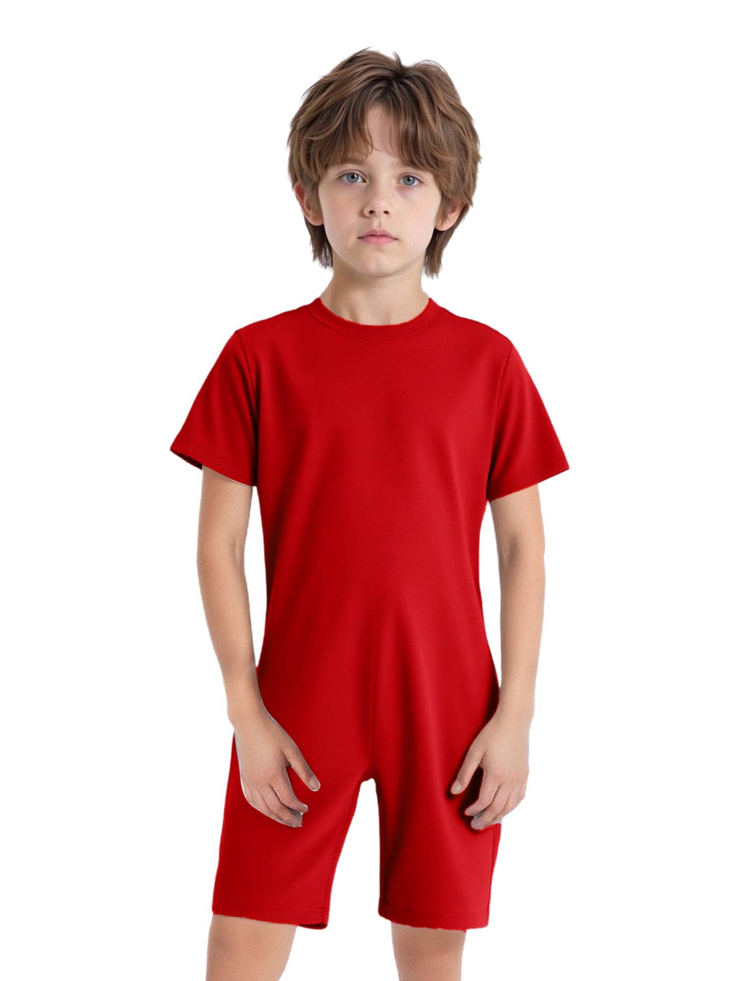 Kids Autism Sensory Jumpsuit Short Sleeve Back Zipper Adaptive Romper