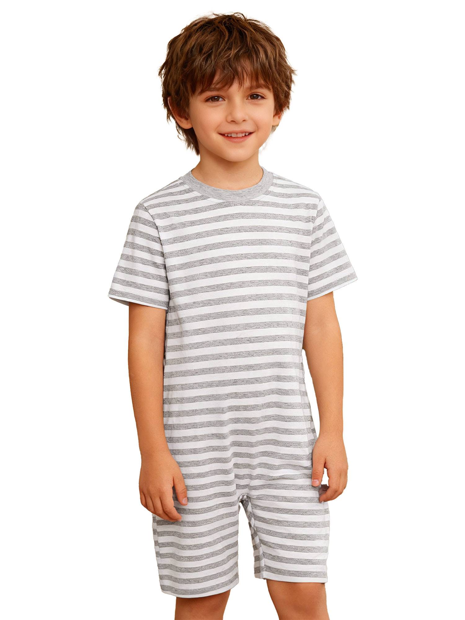 Kids Special Needs Adaptive Clothing Stripe Short Sleeve Autism Sensory Romper