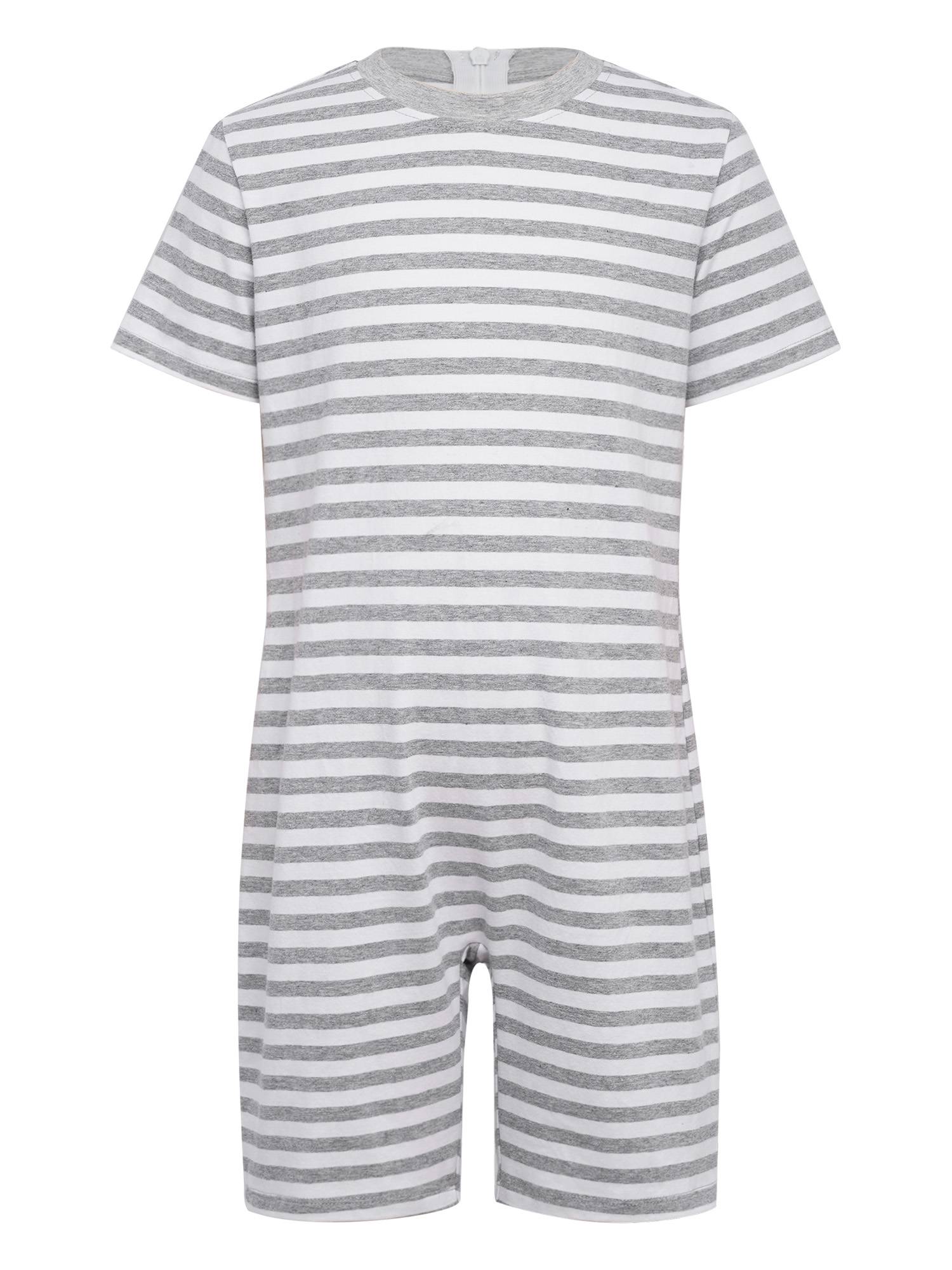 Kids Special Needs Adaptive Clothing Stripe Short Sleeve Autism Sensory Romper