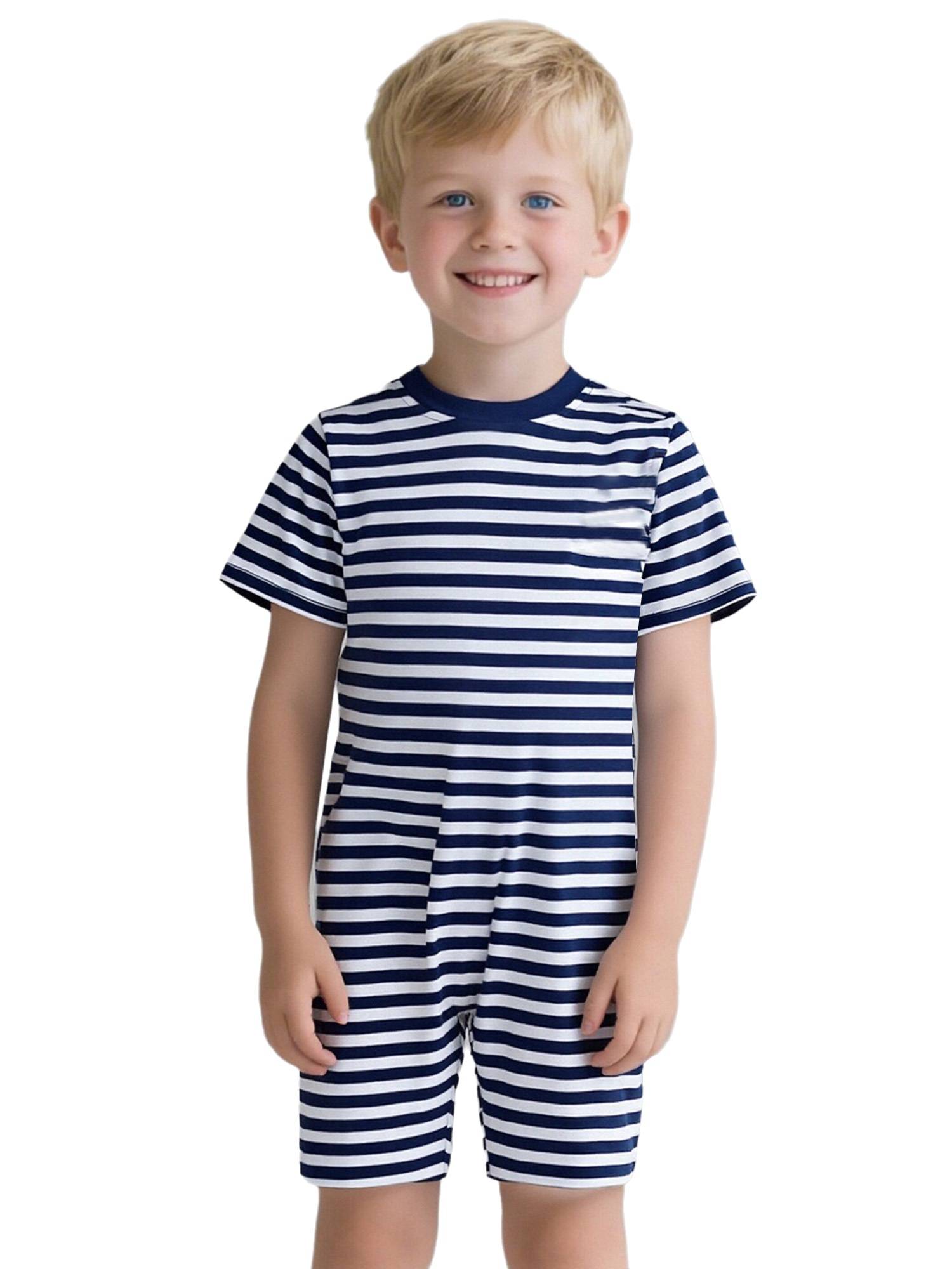 Kids Special Needs Adaptive Clothing Stripe Short Sleeve Autism Sensory Romper