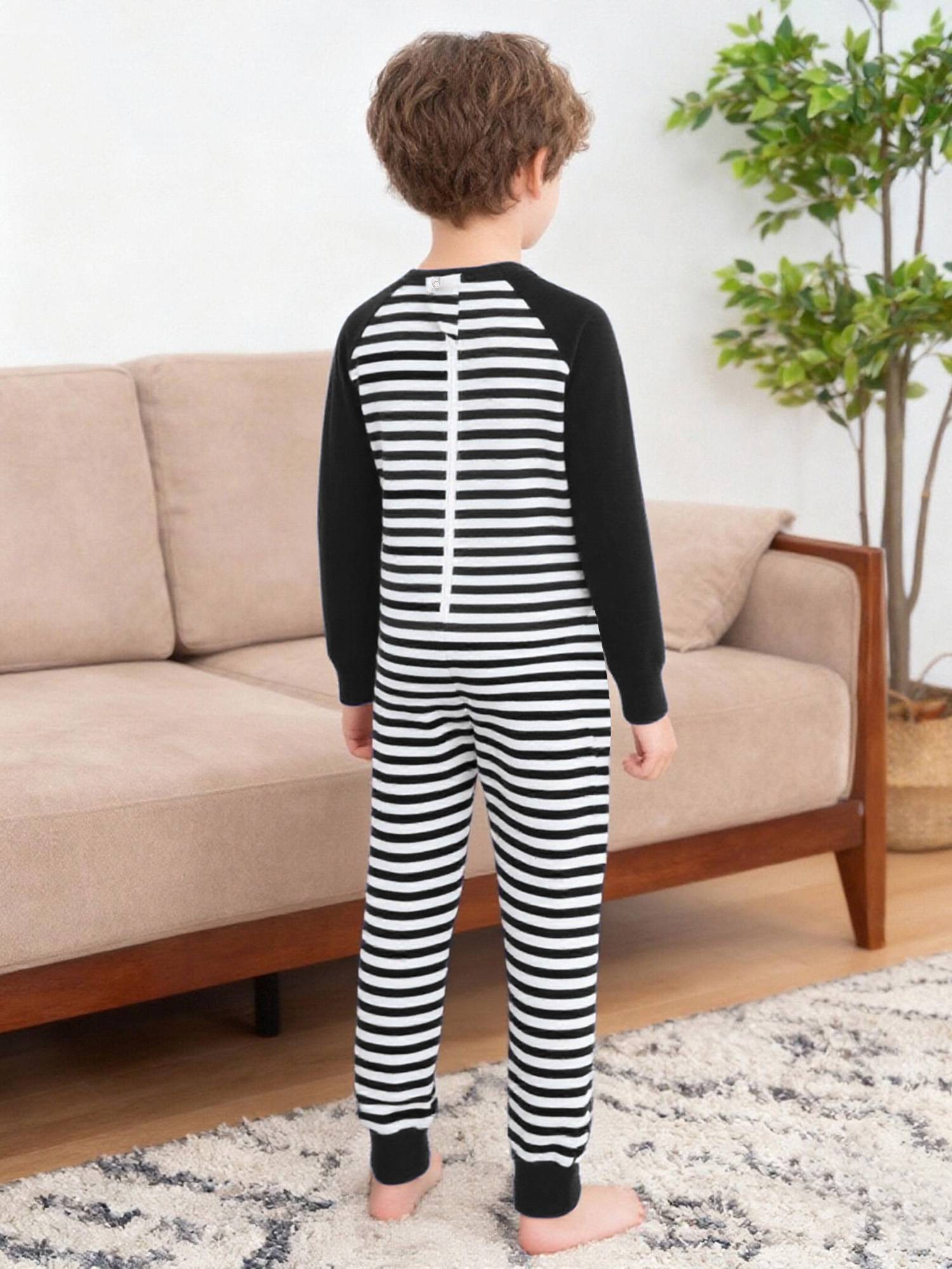 Kids Special Needs Adaptive Clothing Long Sleeve Stripe Autism Sensory Jumpsuit
