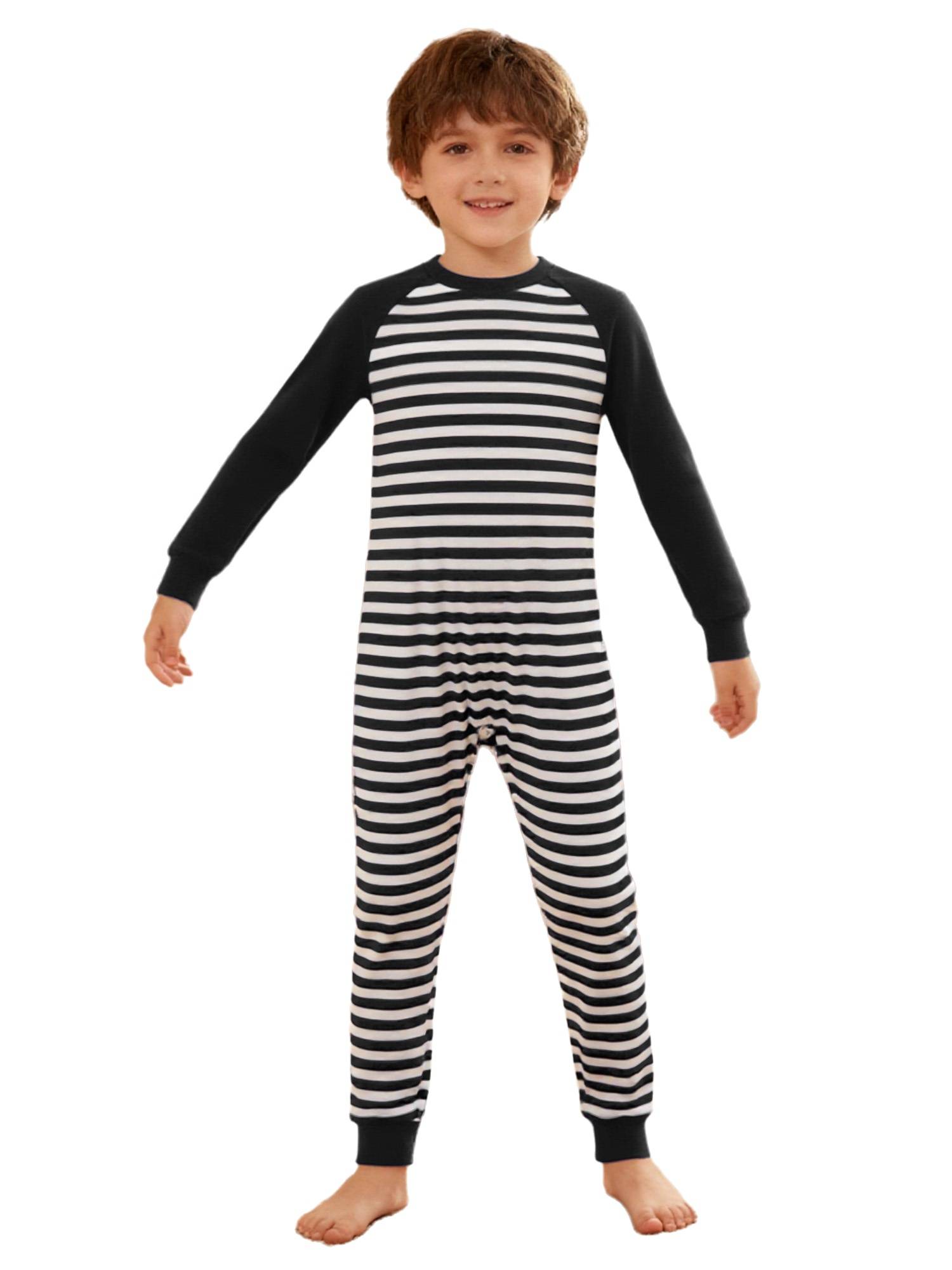 Kids Special Needs Adaptive Clothing Long Sleeve Stripe Autism Sensory Jumpsuit