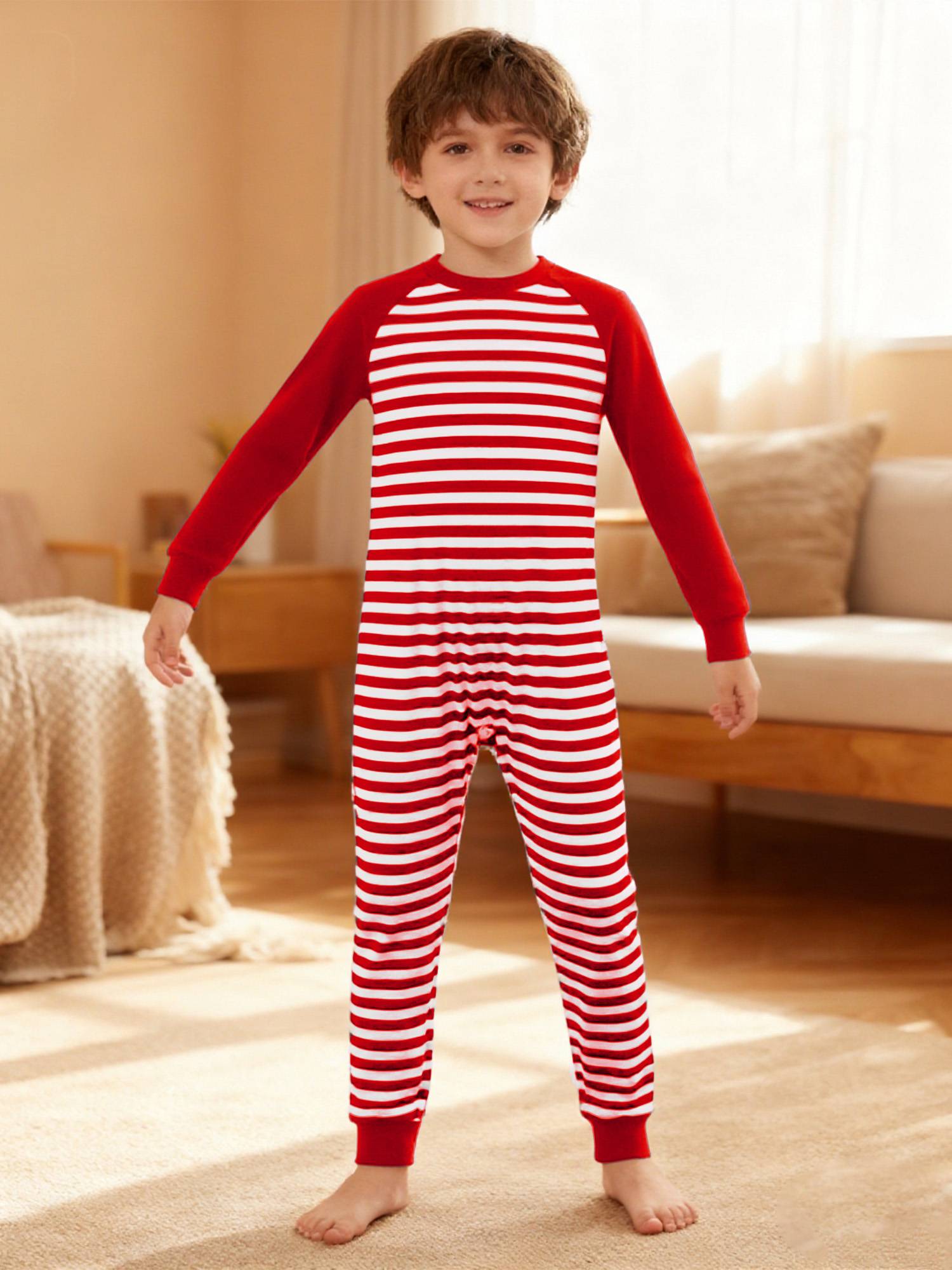 Kids Special Needs Adaptive Clothing Long Sleeve Stripe Autism Sensory Jumpsuit