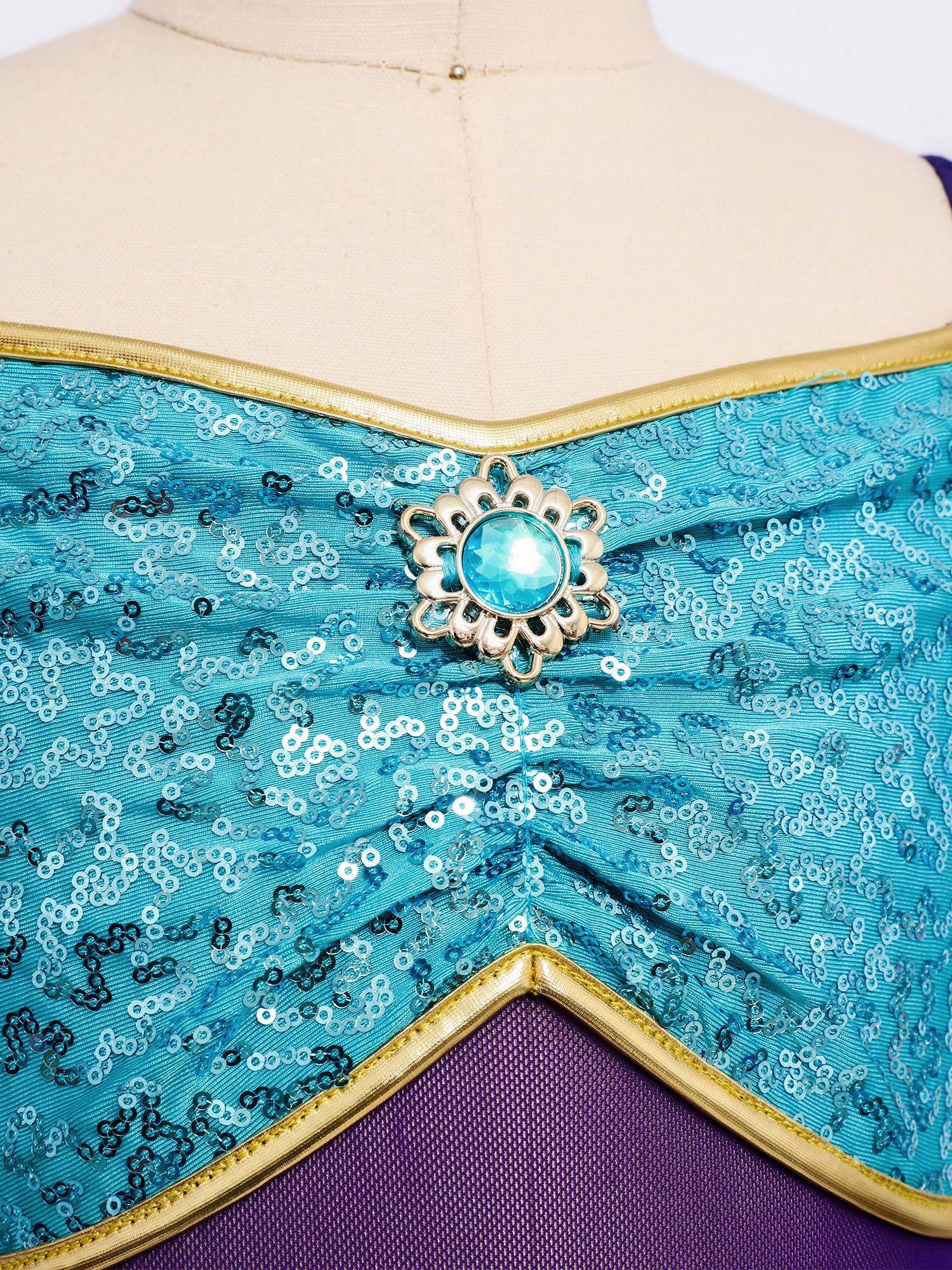 Girls Arabian Princess Tulle Jumpsuit Sequin Costume for Halloween, Belly Dance