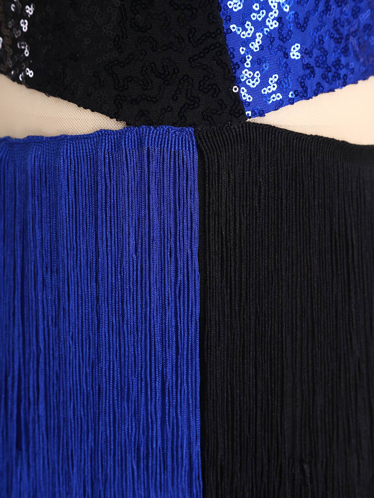 Girls Sequined Tassel Latin Dance Jumpsuit Sleeveless Jazz Disco Leotard