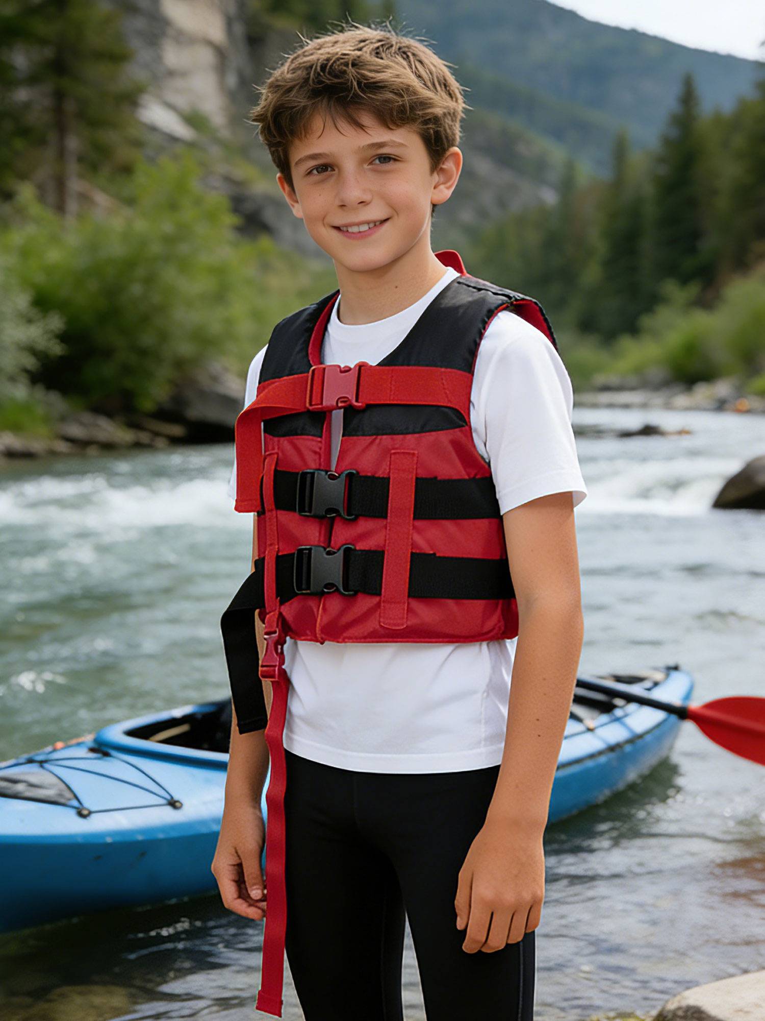Kids Adjustable Buoyancy Life Vest Hi-vis Safety Jacket for Swimming, Snorkeling