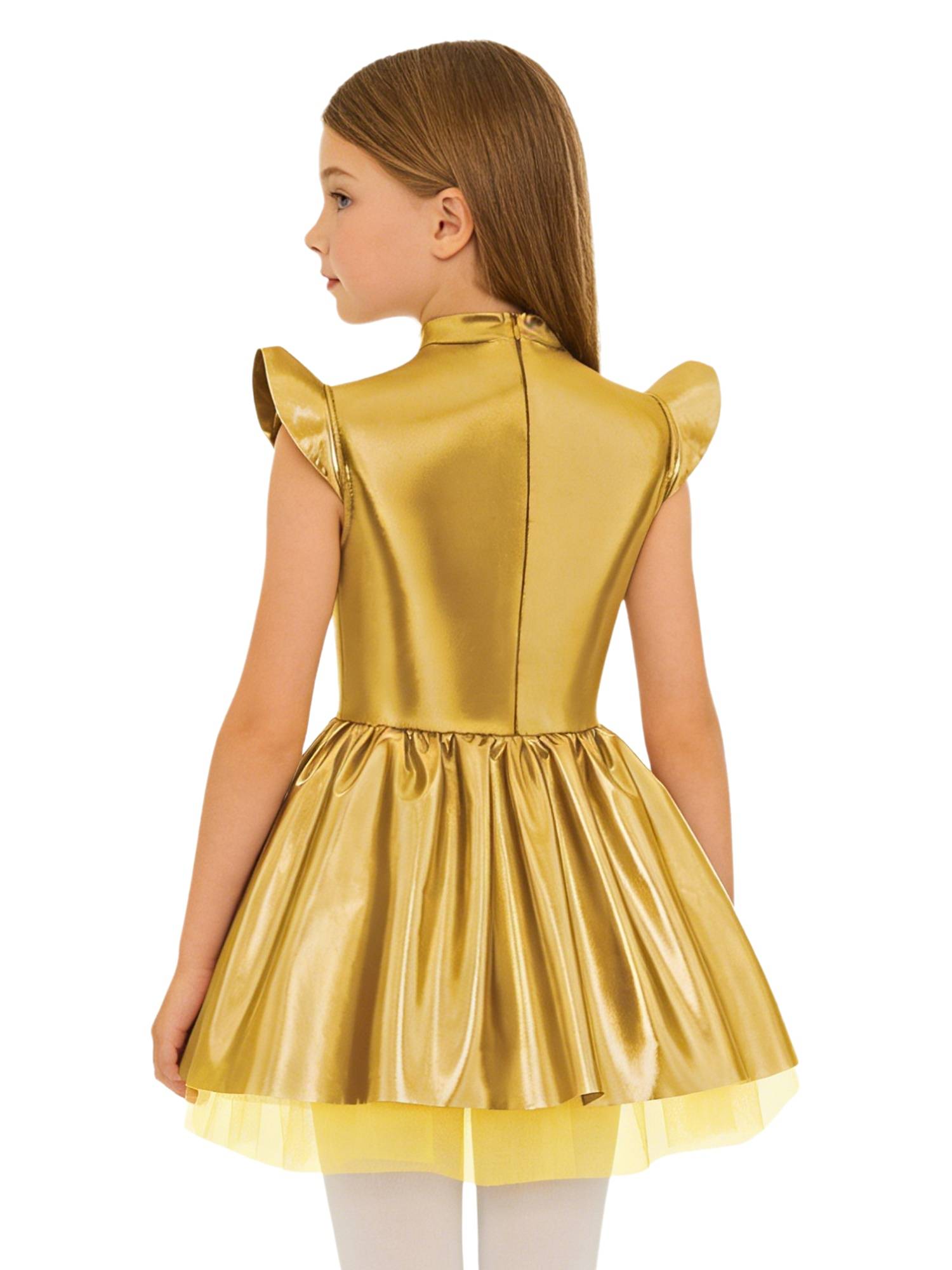 Girls Iridescent Alien Tutu Dress with Zipback for Halloween, Cosplay & Stage