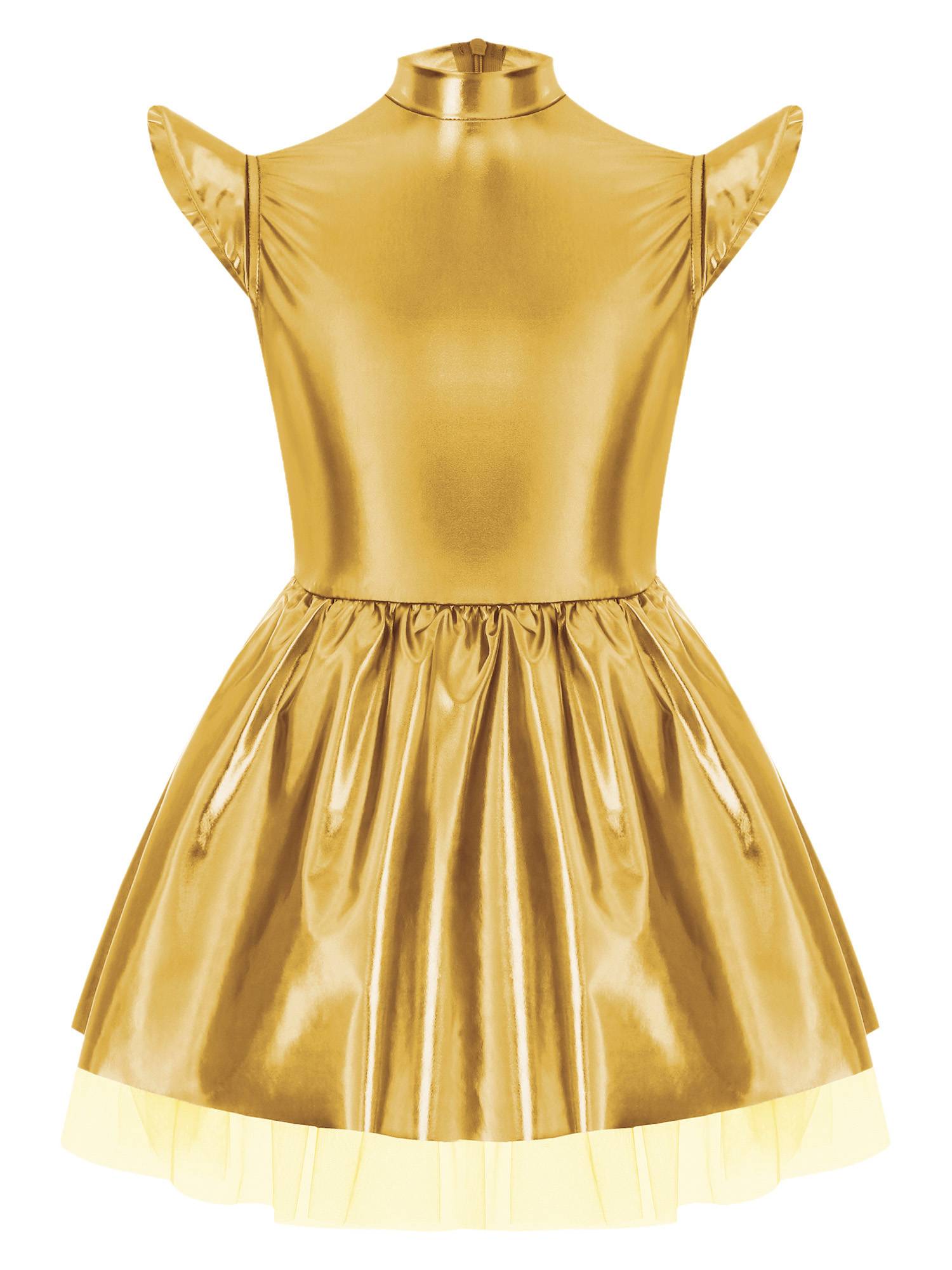 Girls Iridescent Alien Tutu Dress with Zipback for Halloween, Cosplay & Stage