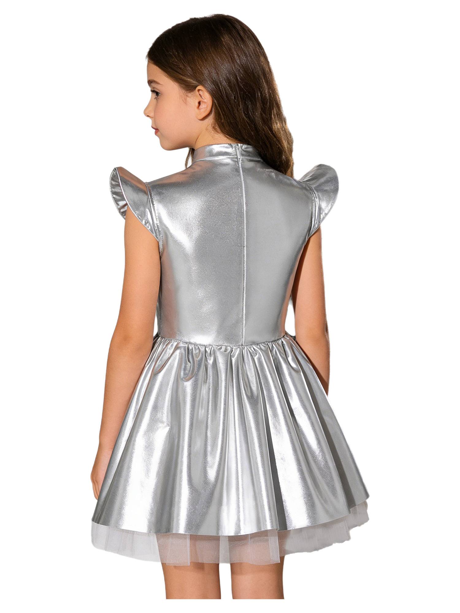 Girls Iridescent Alien Tutu Dress with Zipback for Halloween, Cosplay & Stage