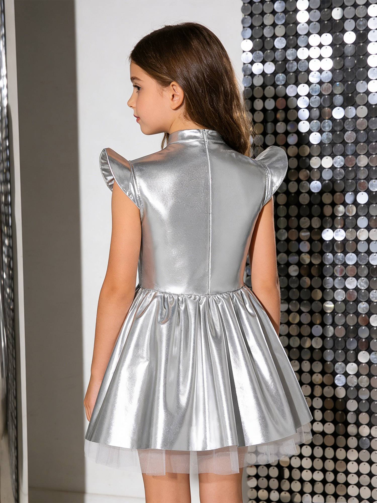 Girls Iridescent Alien Tutu Dress with Zipback for Halloween, Cosplay & Stage