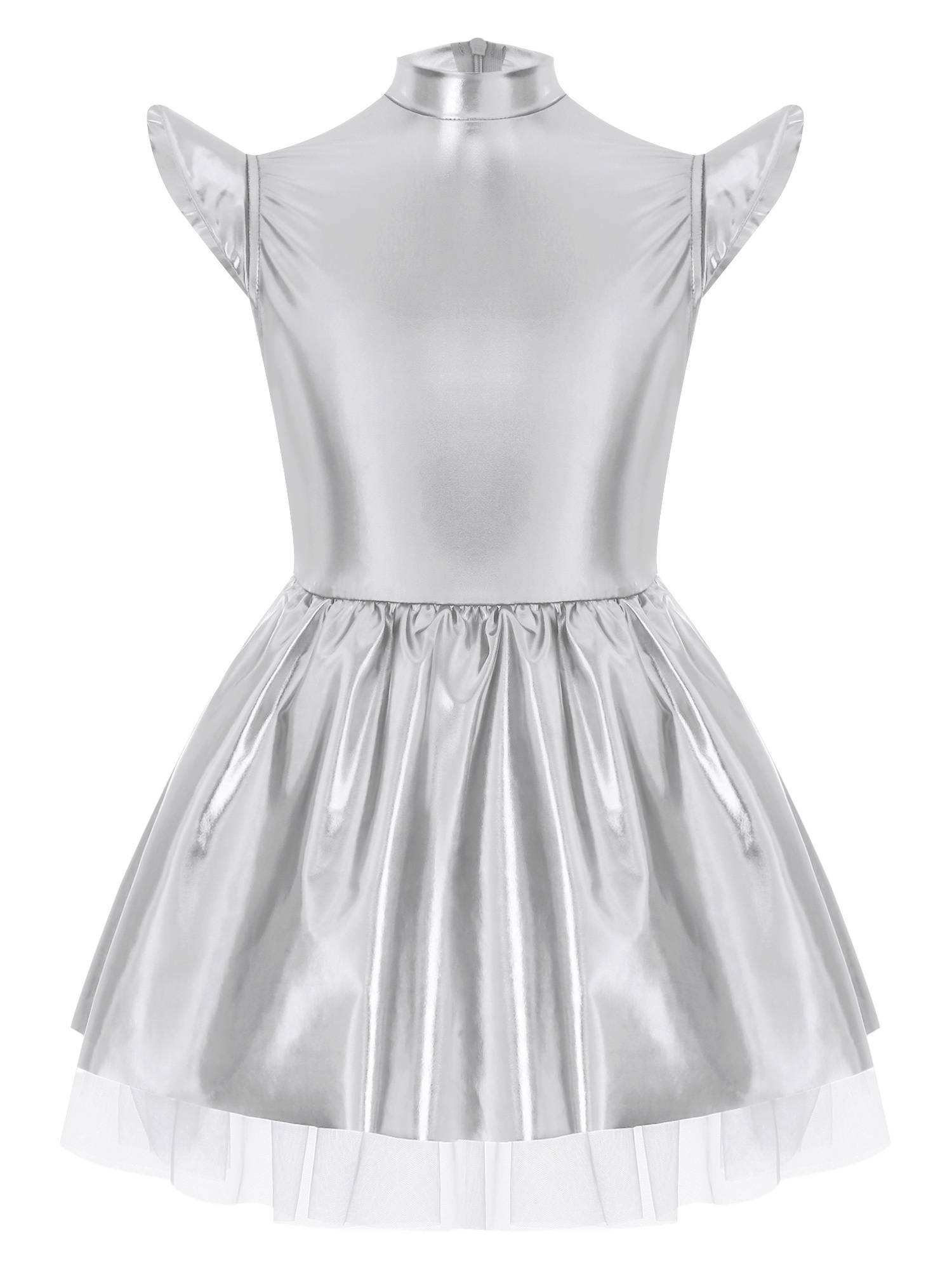 Girls Iridescent Alien Tutu Dress with Zipback for Halloween, Cosplay & Stage
