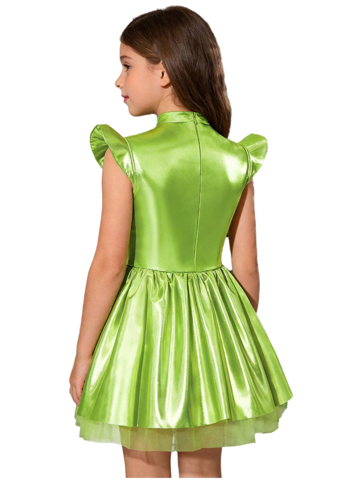 Girls Iridescent Alien Tutu Dress with Zipback for Halloween, Cosplay & Stage