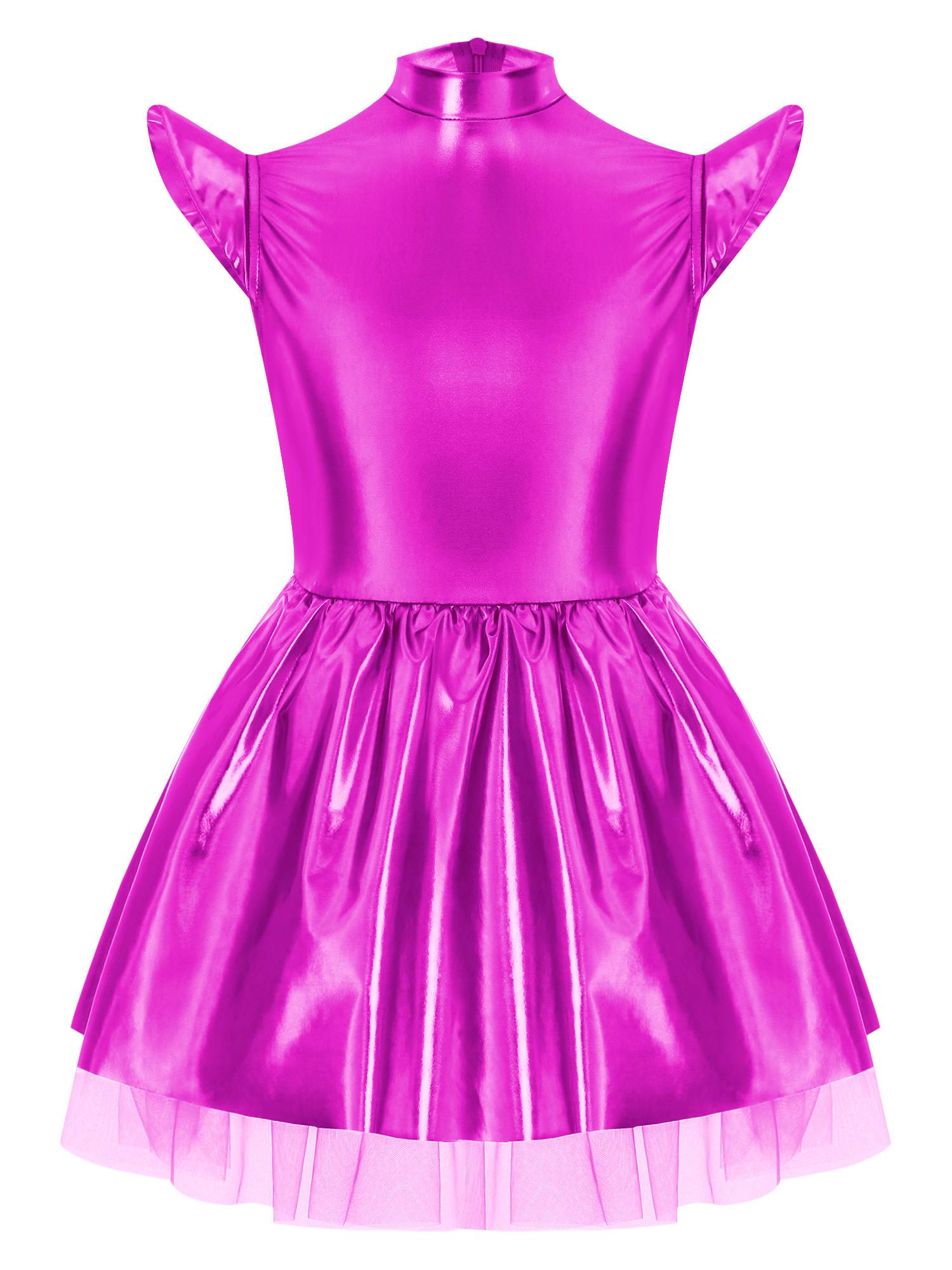 Girls Iridescent 2-Piece Alien Costume Mock Neck Tutu Dress for Halloween