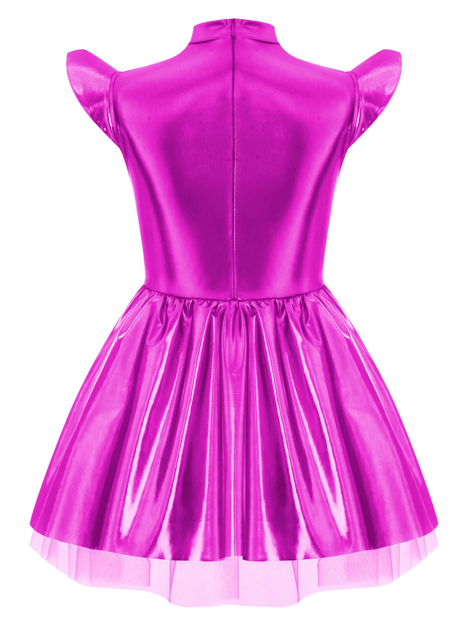 Girls Iridescent 2-Piece Alien Costume Mock Neck Tutu Dress for Halloween
