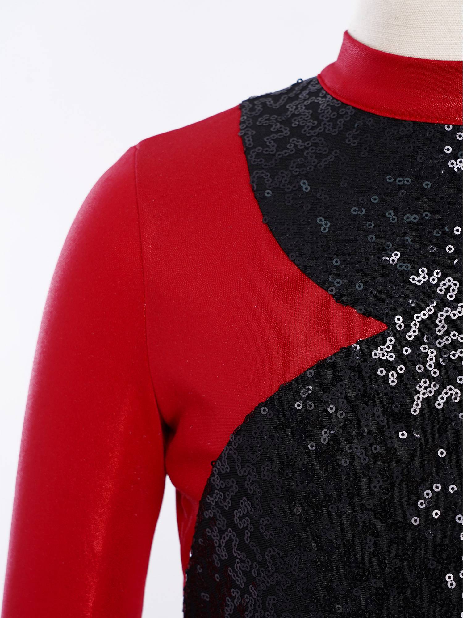 Girls Sequin Long Sleeve Gymnastics Leotard for Dance Competitions & Stage