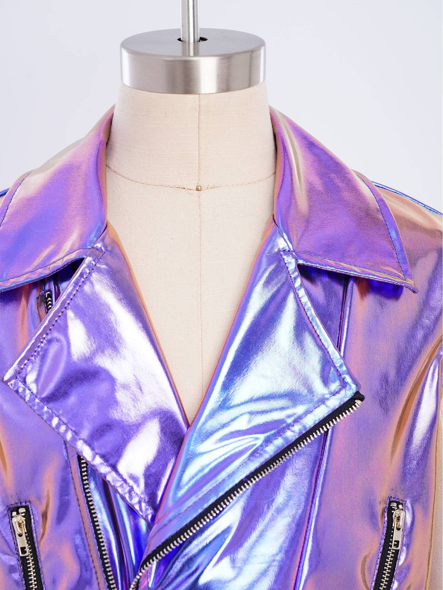 Kids Metallic Jacket Lapel Front Zipper for Hip Hop Jazz Dance Party & Stage