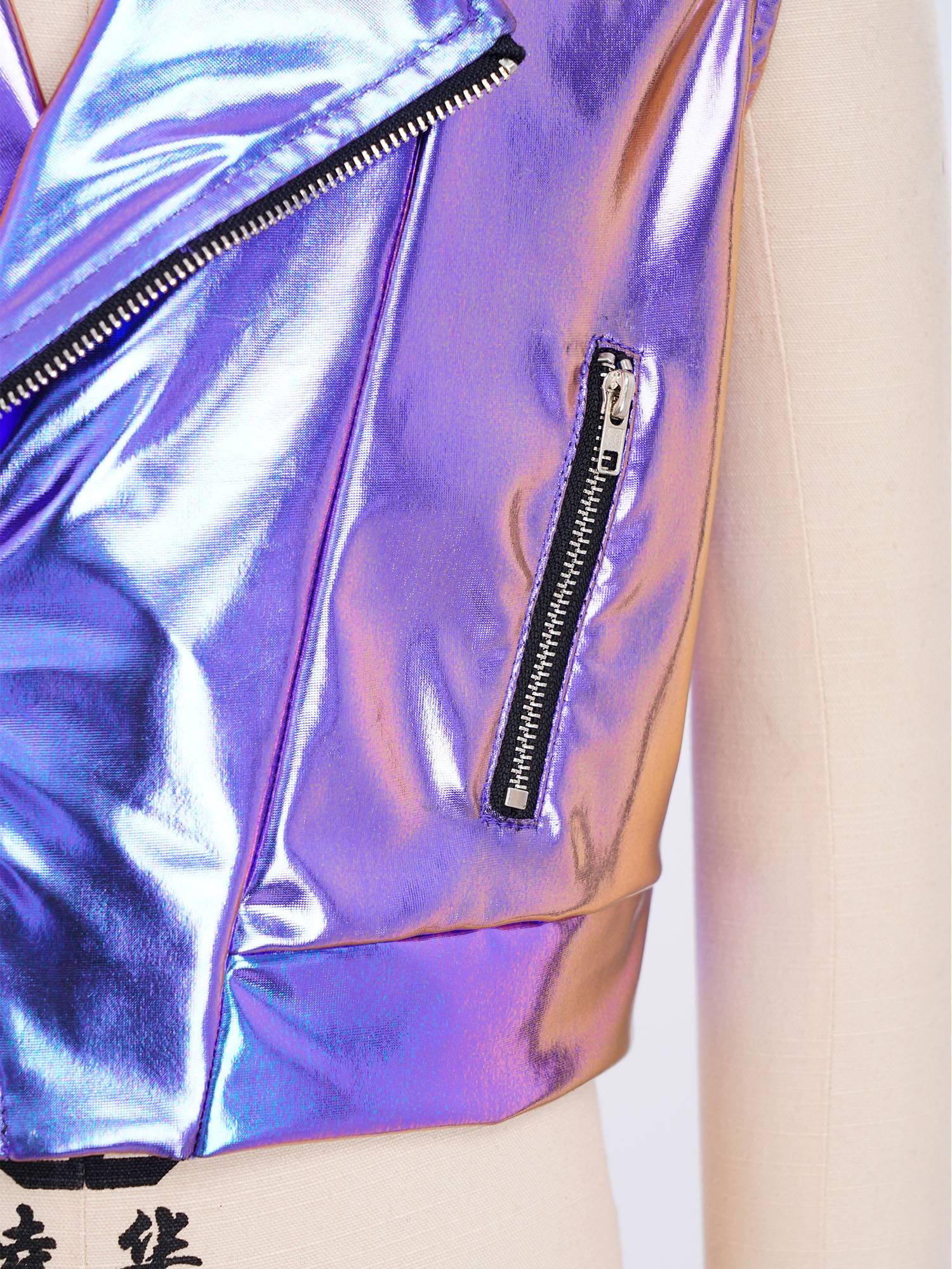 Kids Metallic Jacket Lapel Front Zipper for Hip Hop Jazz Dance Party & Stage