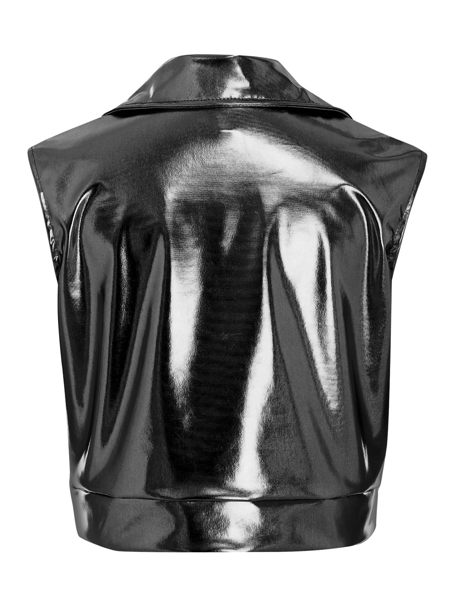 Kids Metallic Jacket Lapel Front Zipper for Hip Hop Jazz Dance Party & Stage