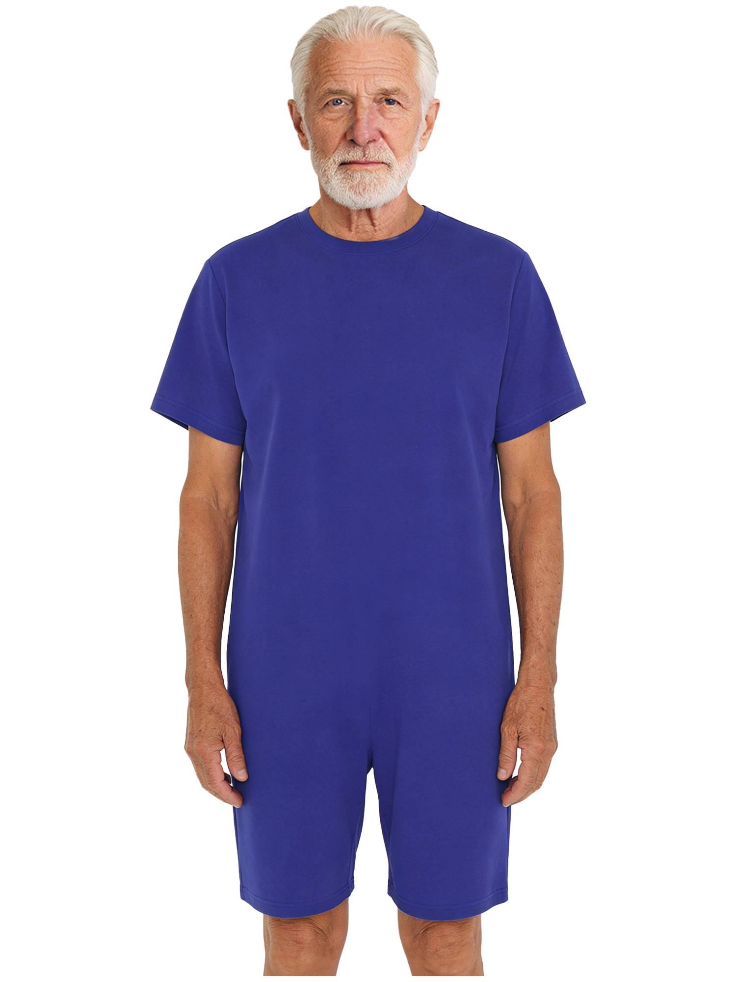 Adults Unisex Anti-strip Adaptive Jumpsuit Short Sleeve Back Zipper Rompers
