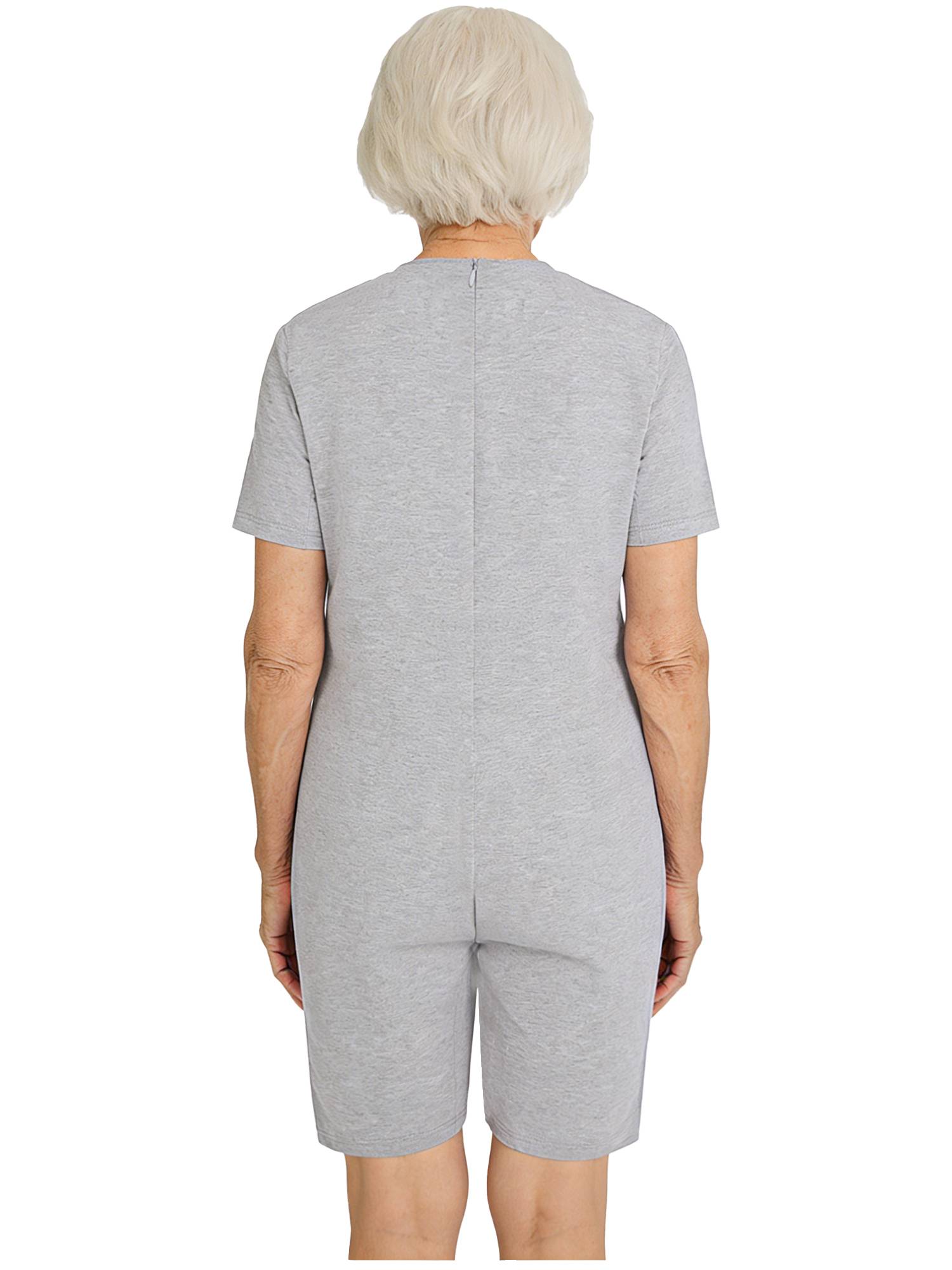 Adults Unisex Anti-strip Adaptive Jumpsuit Short Sleeve Back Zipper Rompers